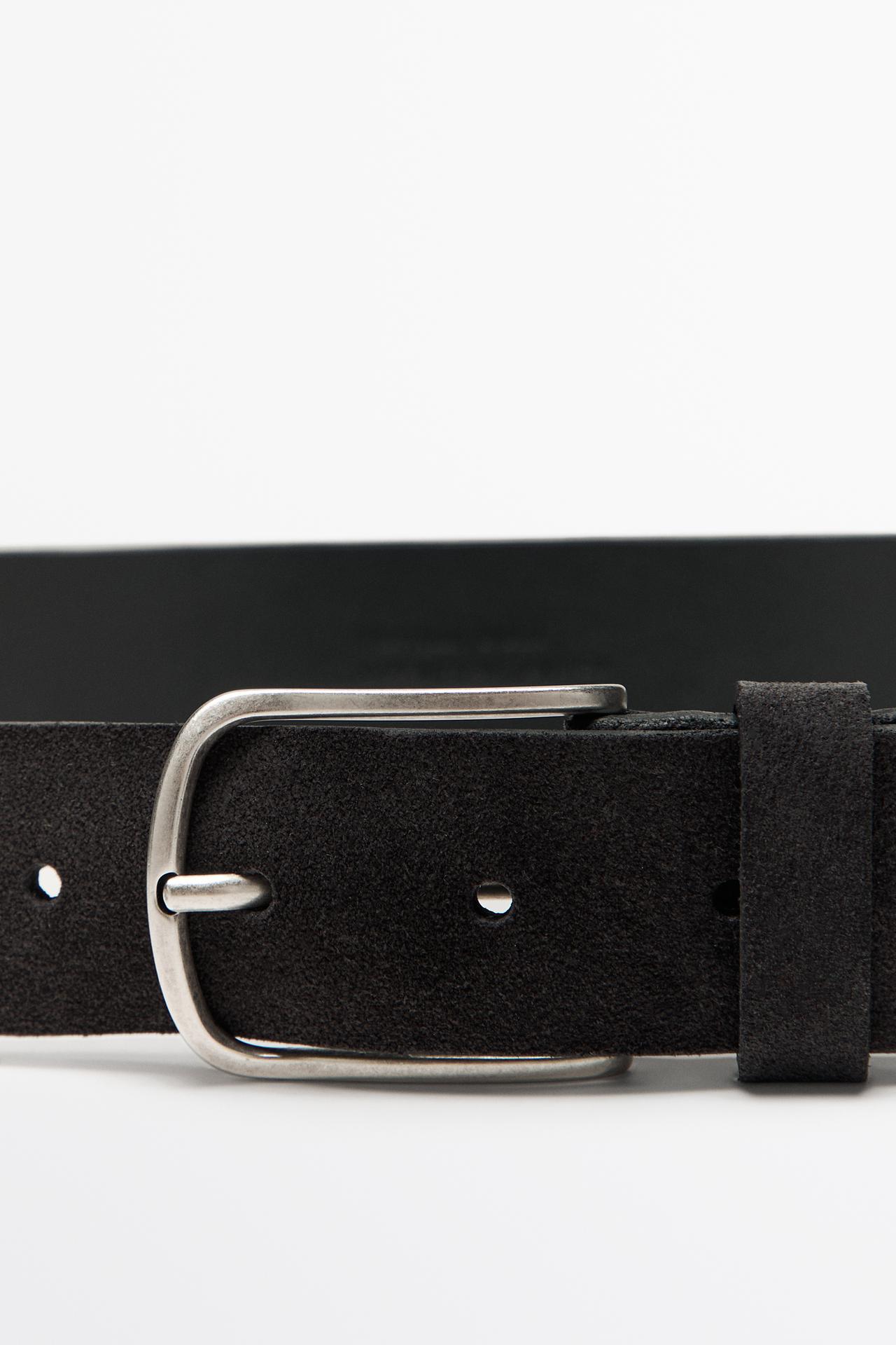 Plush nappa leather belt — BLUISH GREY
