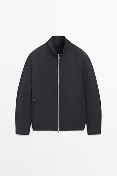 Cotton blend high-neck jacket — DARK NAVY 2