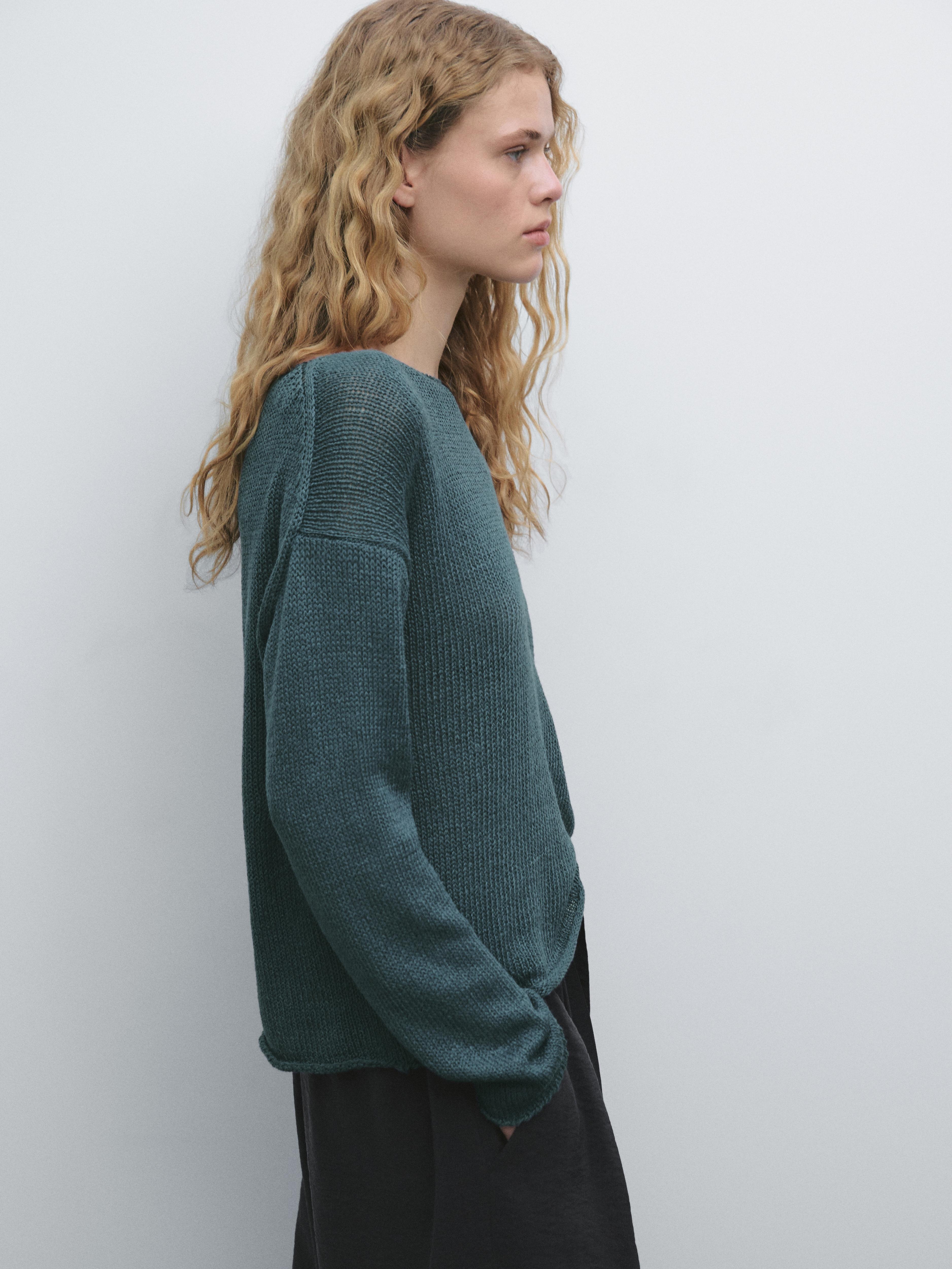 Pullover in maglia misto lino
