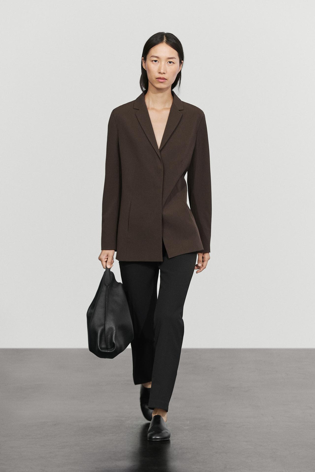 Fluid wool-blend blazer — BROWN