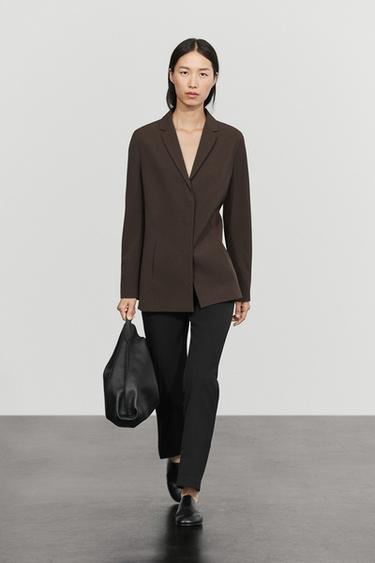 Fluid wool-blend blazer — BROWN 1