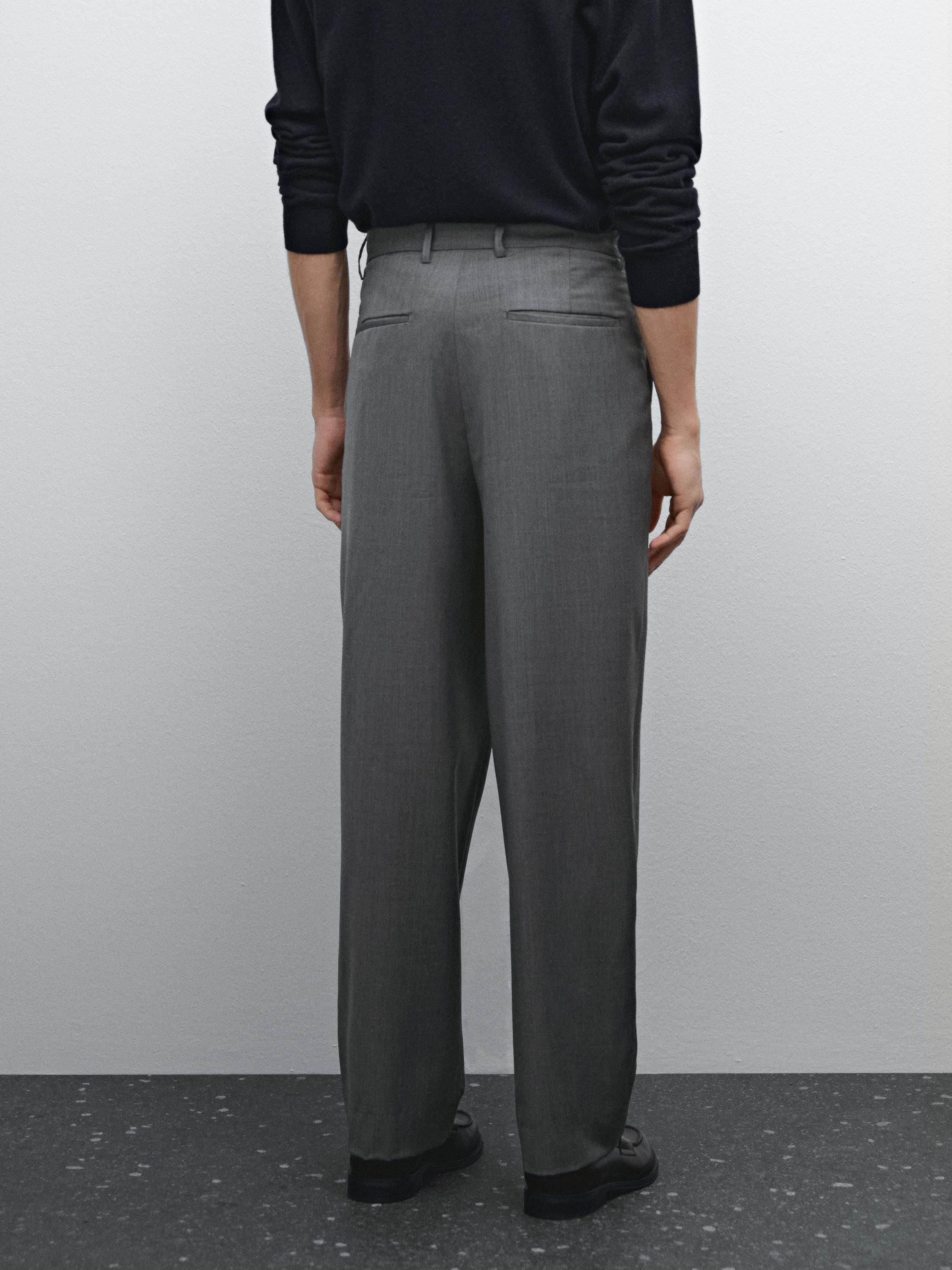 Relaxed fit cool wool blend trousers