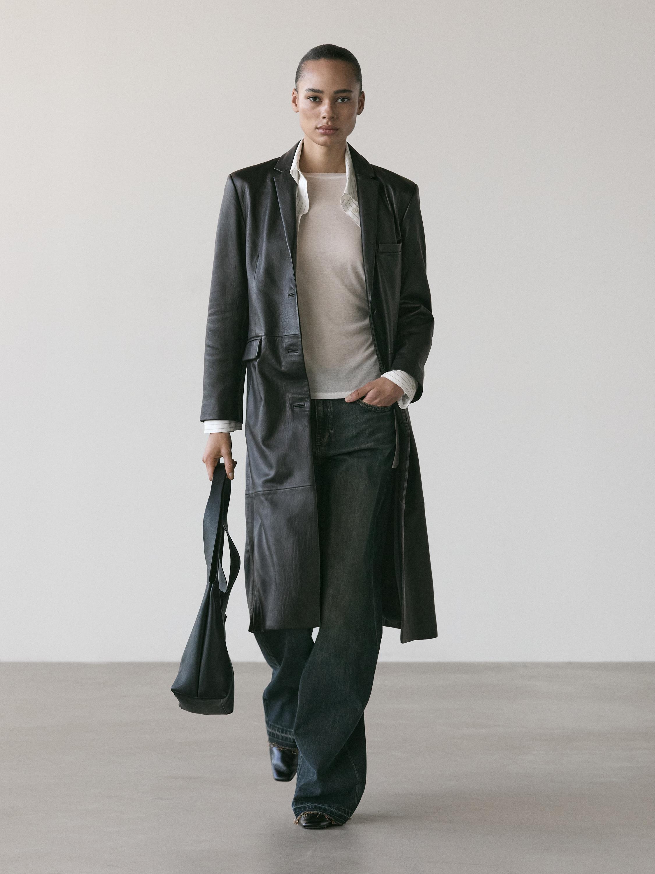 Flared high-waist jeans — DARK BLUE