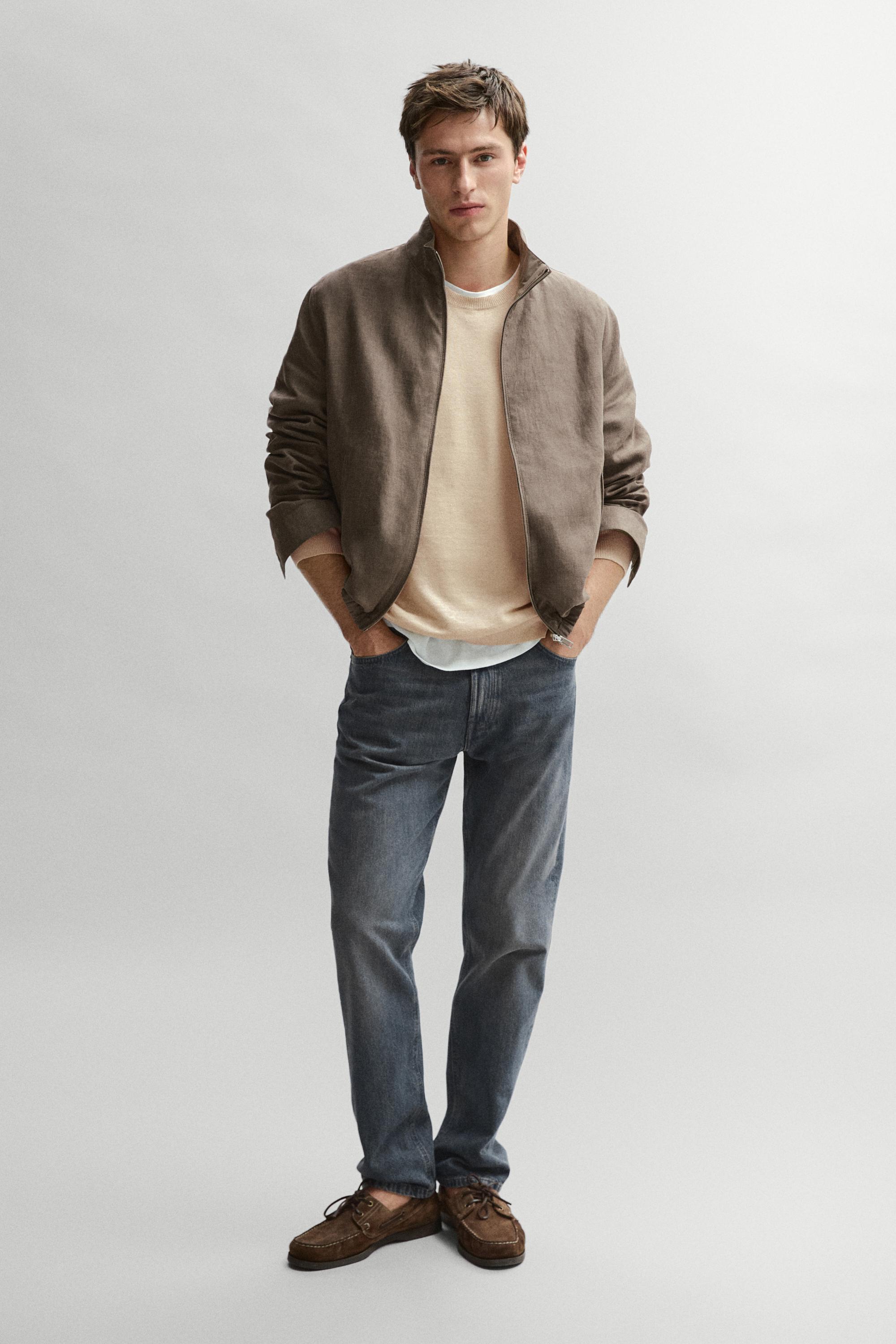 Cazadora corta reversible mezcla lino