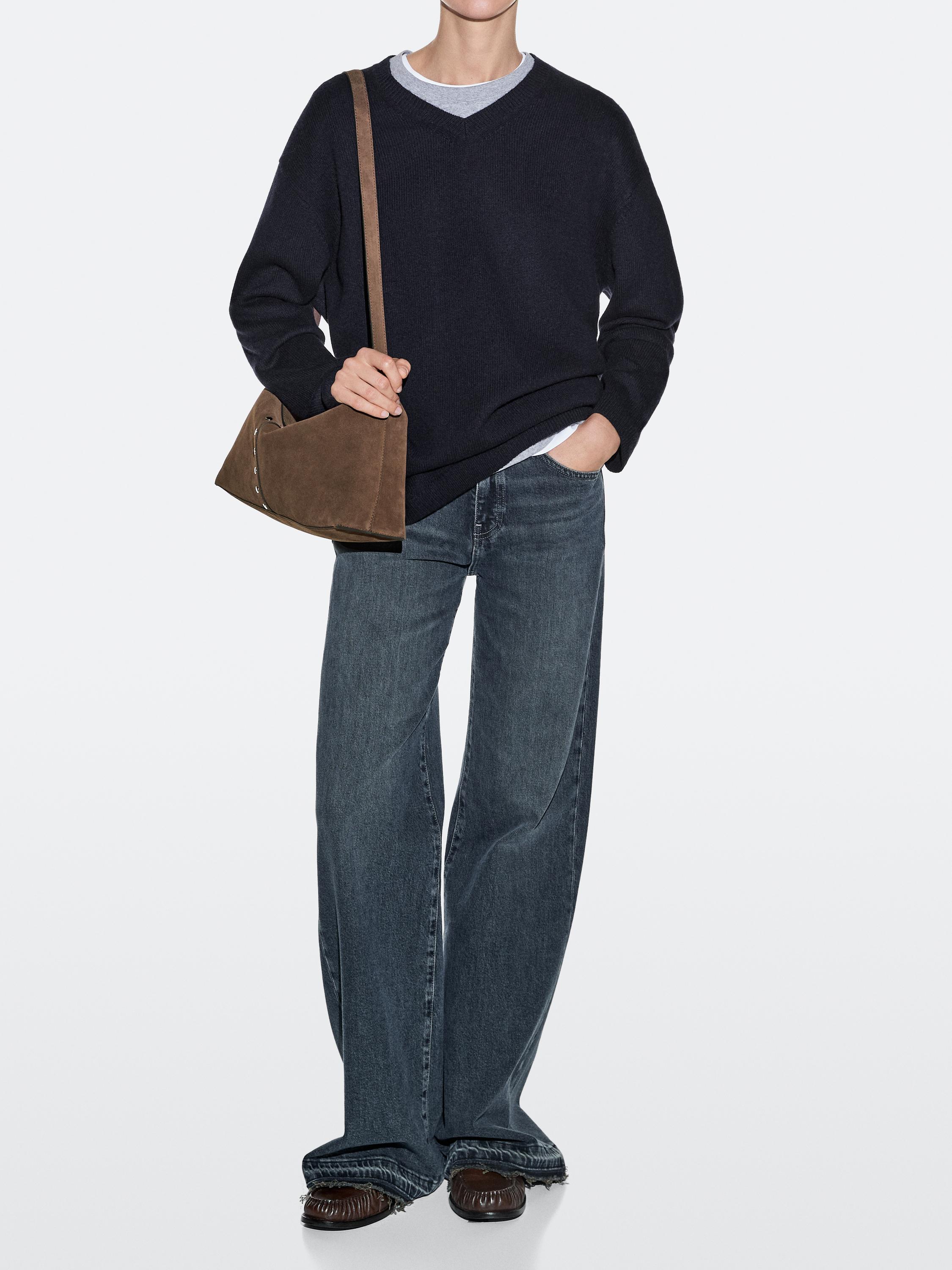 Split suede leather bucket bag — MINK
