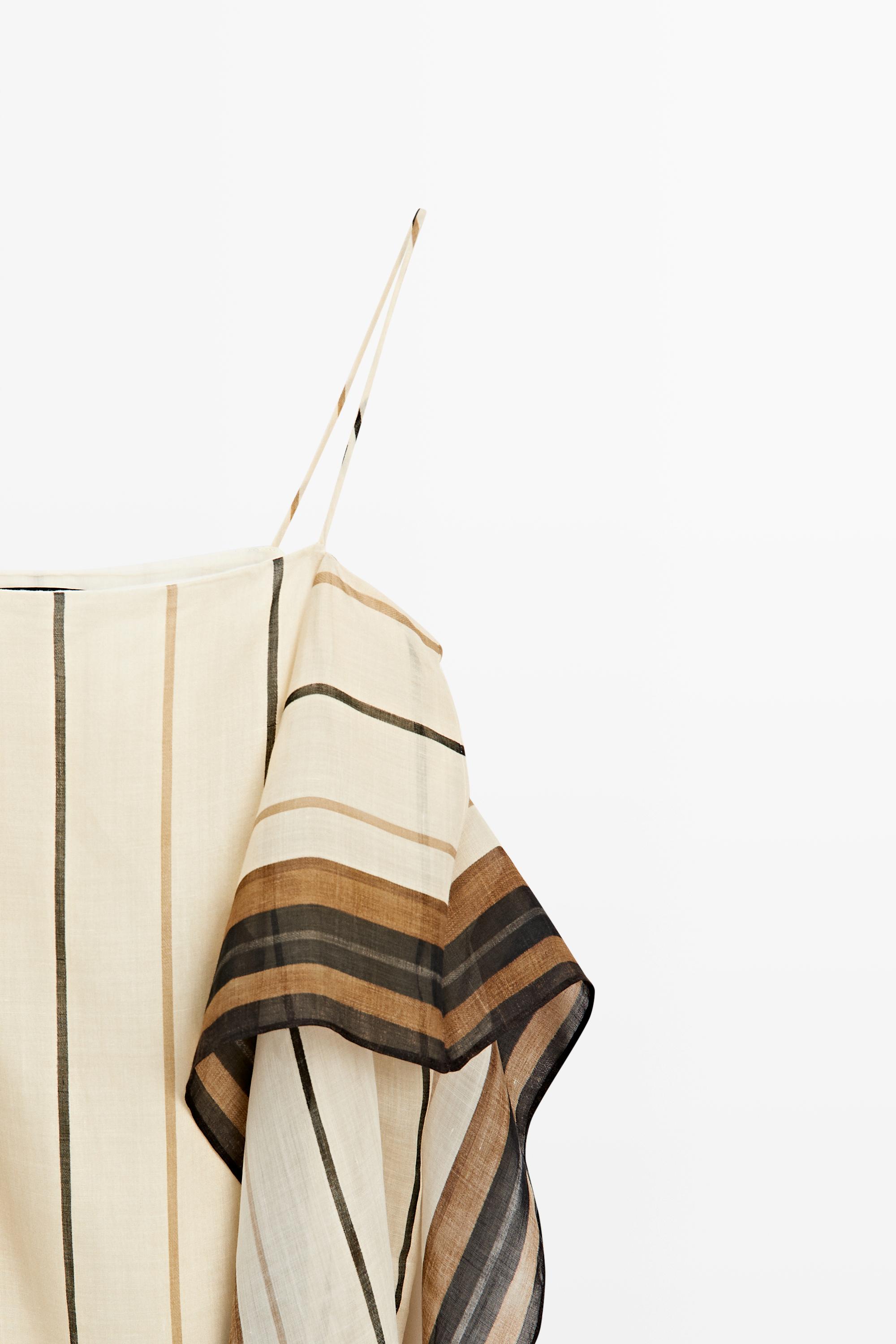 Flowing striped strappy top — BLUSH-BEIGE
