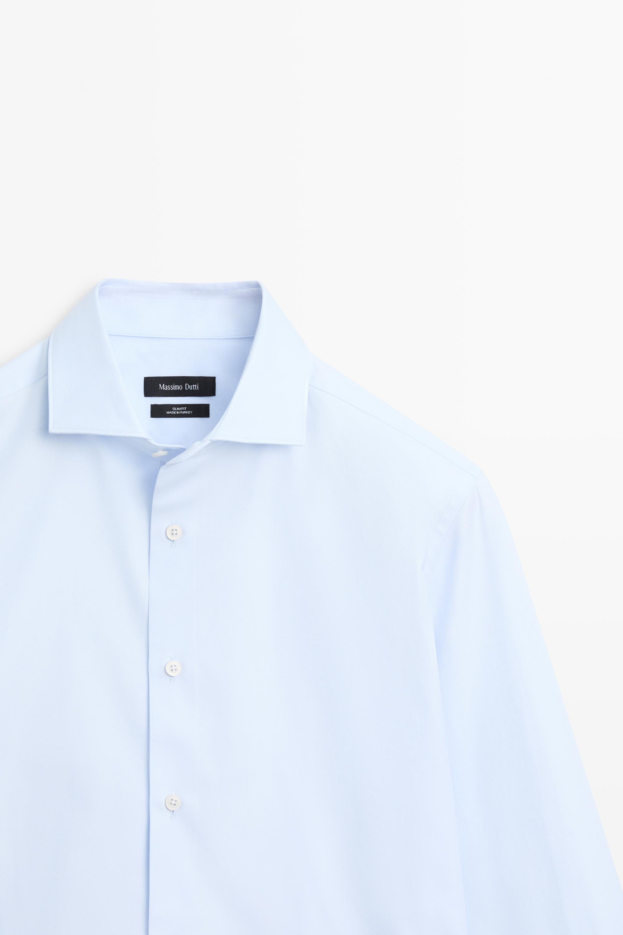 Slim fit 100% cotton shirt — Sky blue