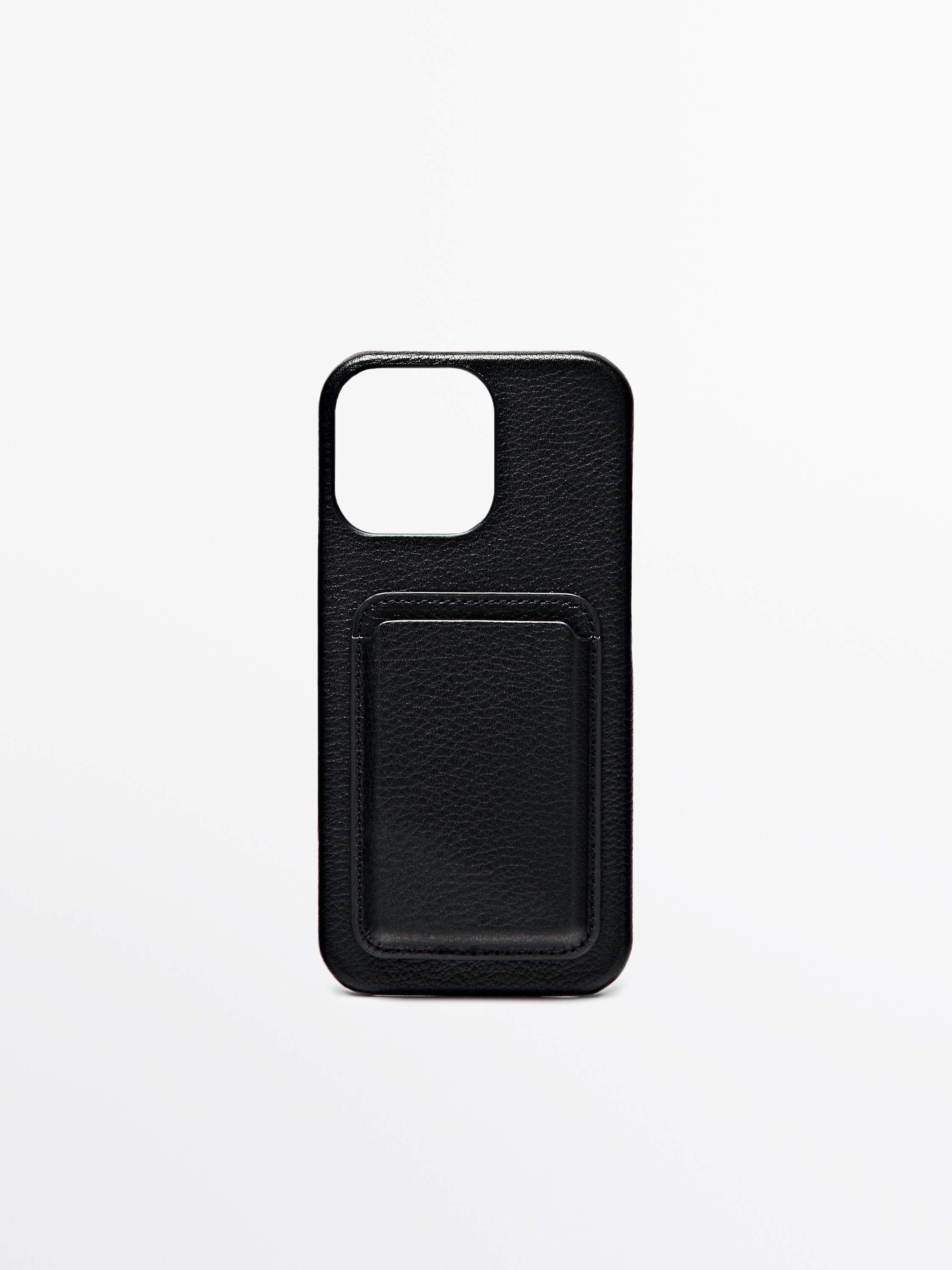 Capa de iPhone Pro Max em pele napa