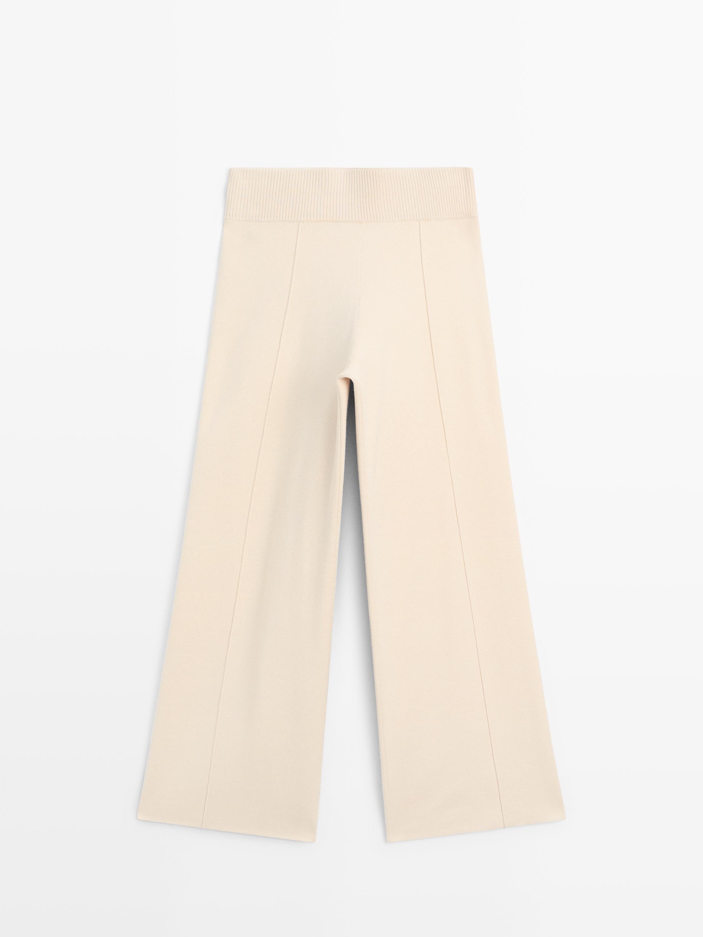 Wide-leg knit trousers with seam detail