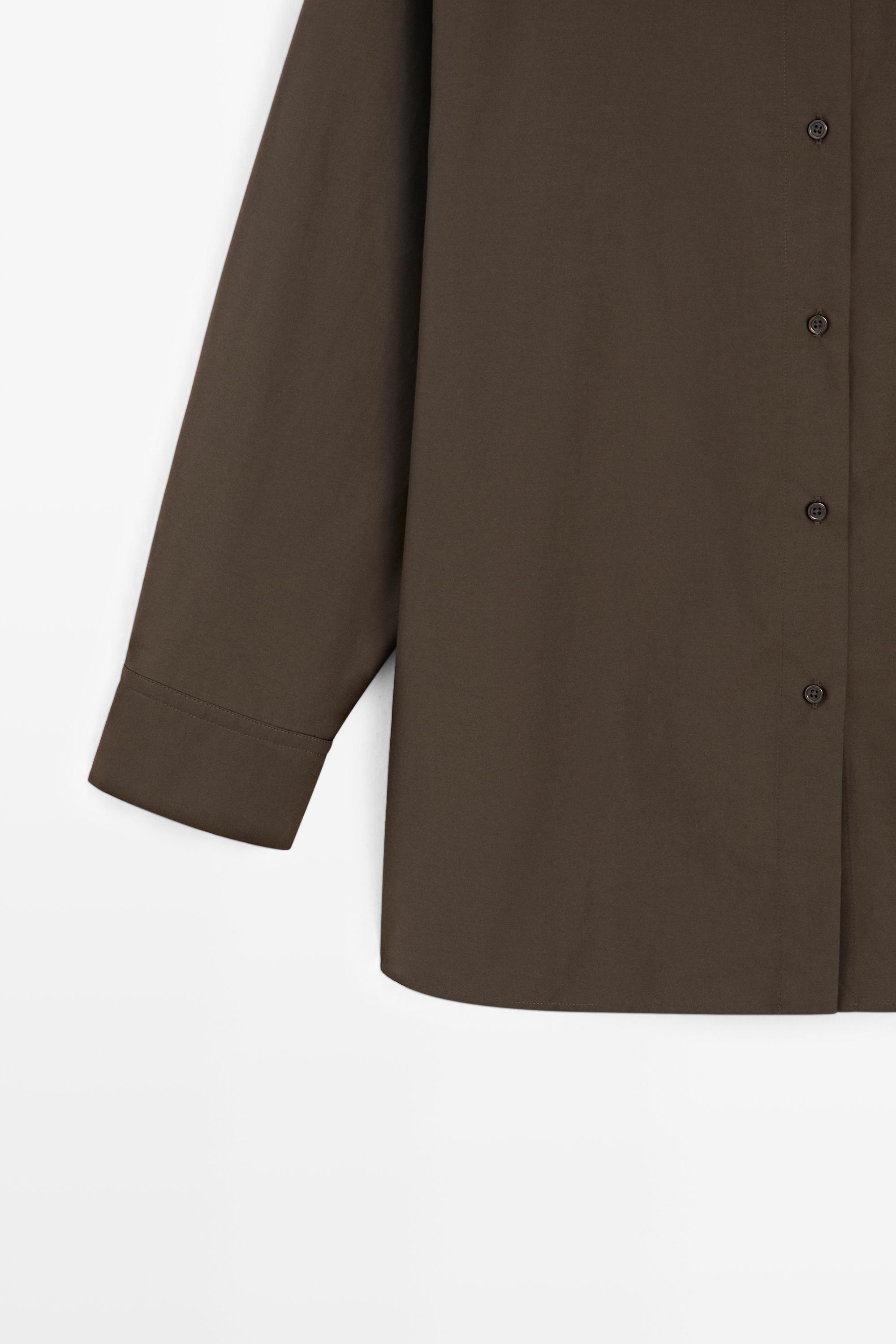 High collar overshirt with buckle detail — KHAKI