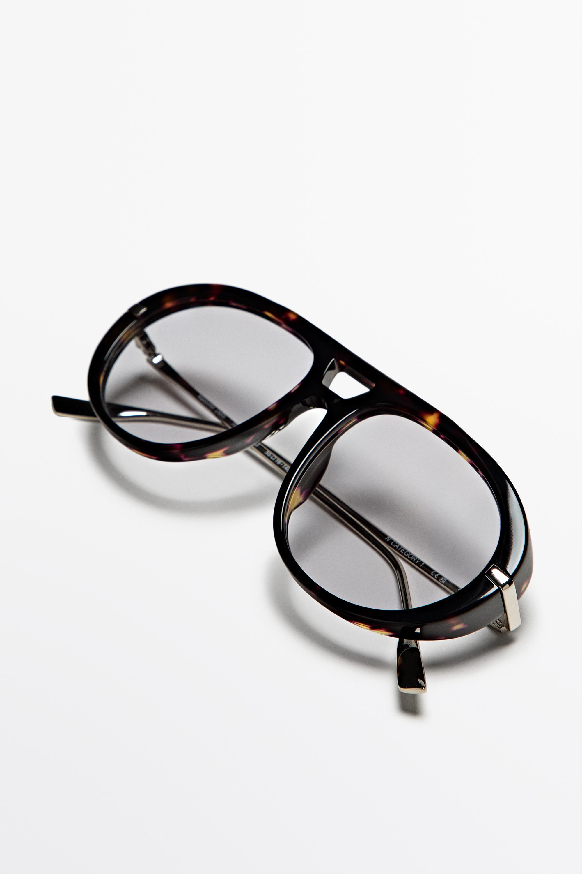 Tortoiseshell-effect aviator glasses — BLUE
