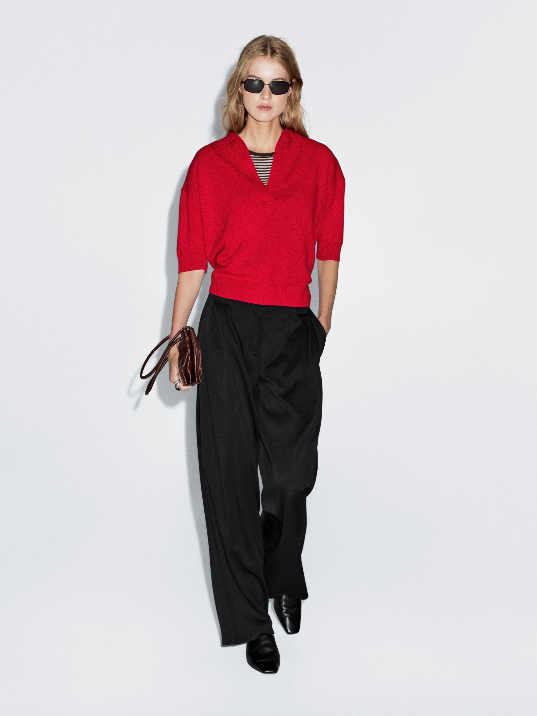 Darted wide-leg trousers