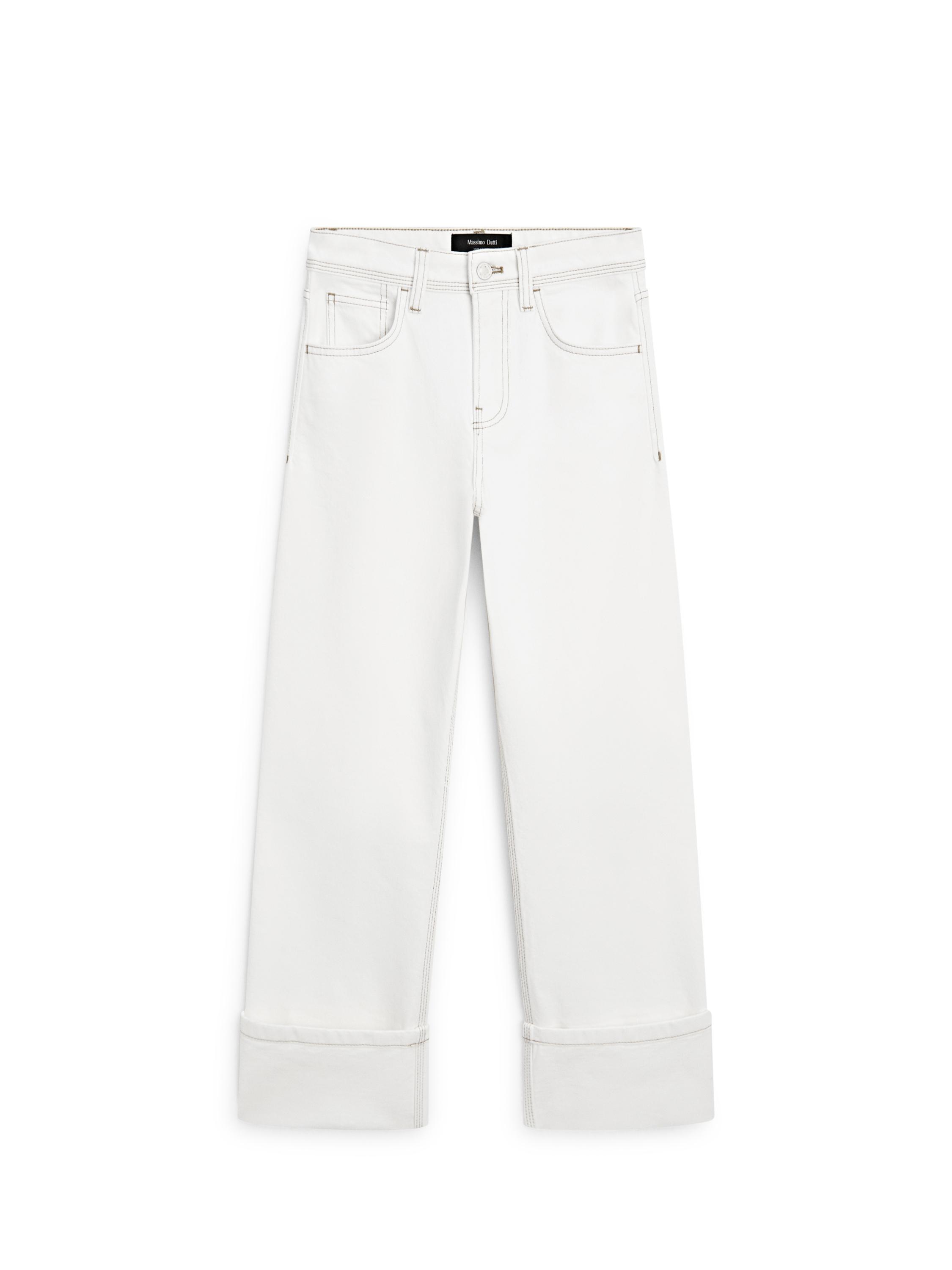 Straight-leg jeans with hem detail — WHITE