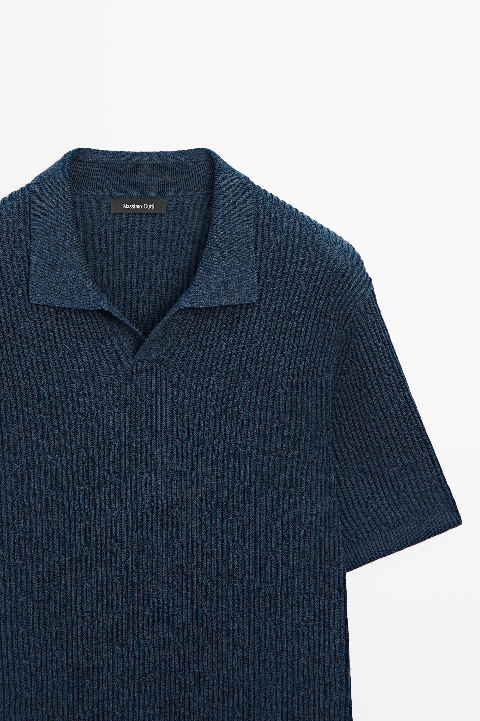 Cable-knit polo sweater - LIMITED EDITION — NAVY BLUE
