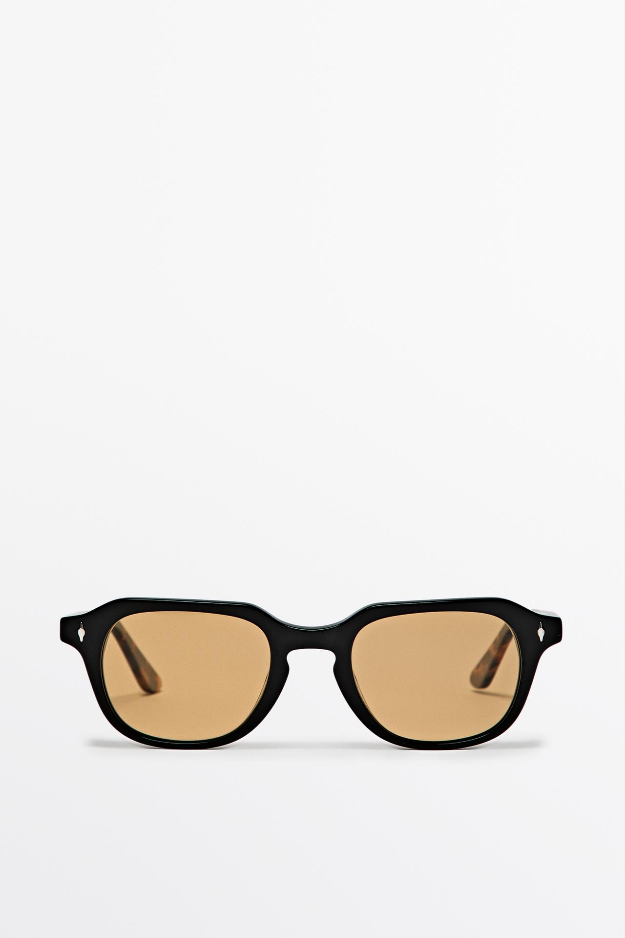 Round resin sunglasses — DARK GREY