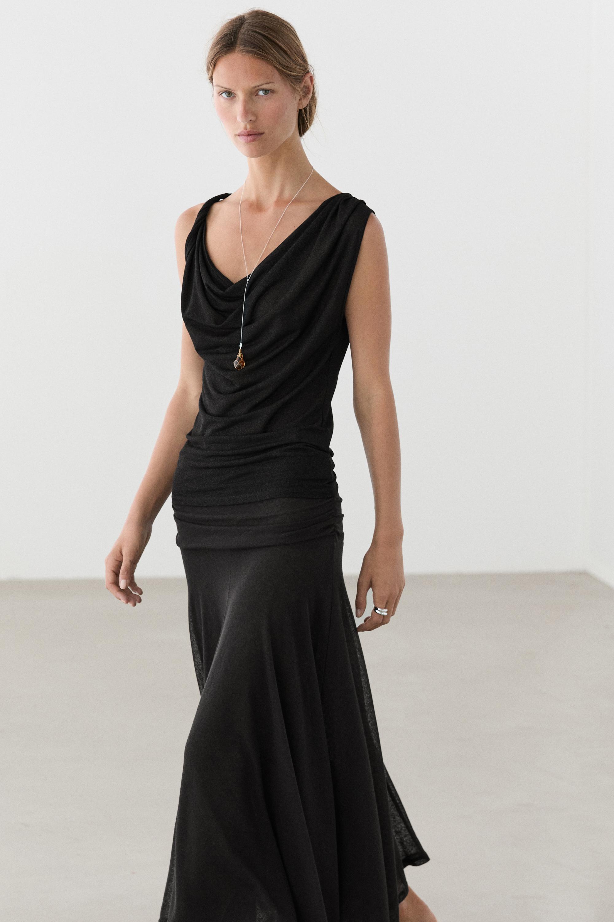 Top drapeado brillo detalle nudo