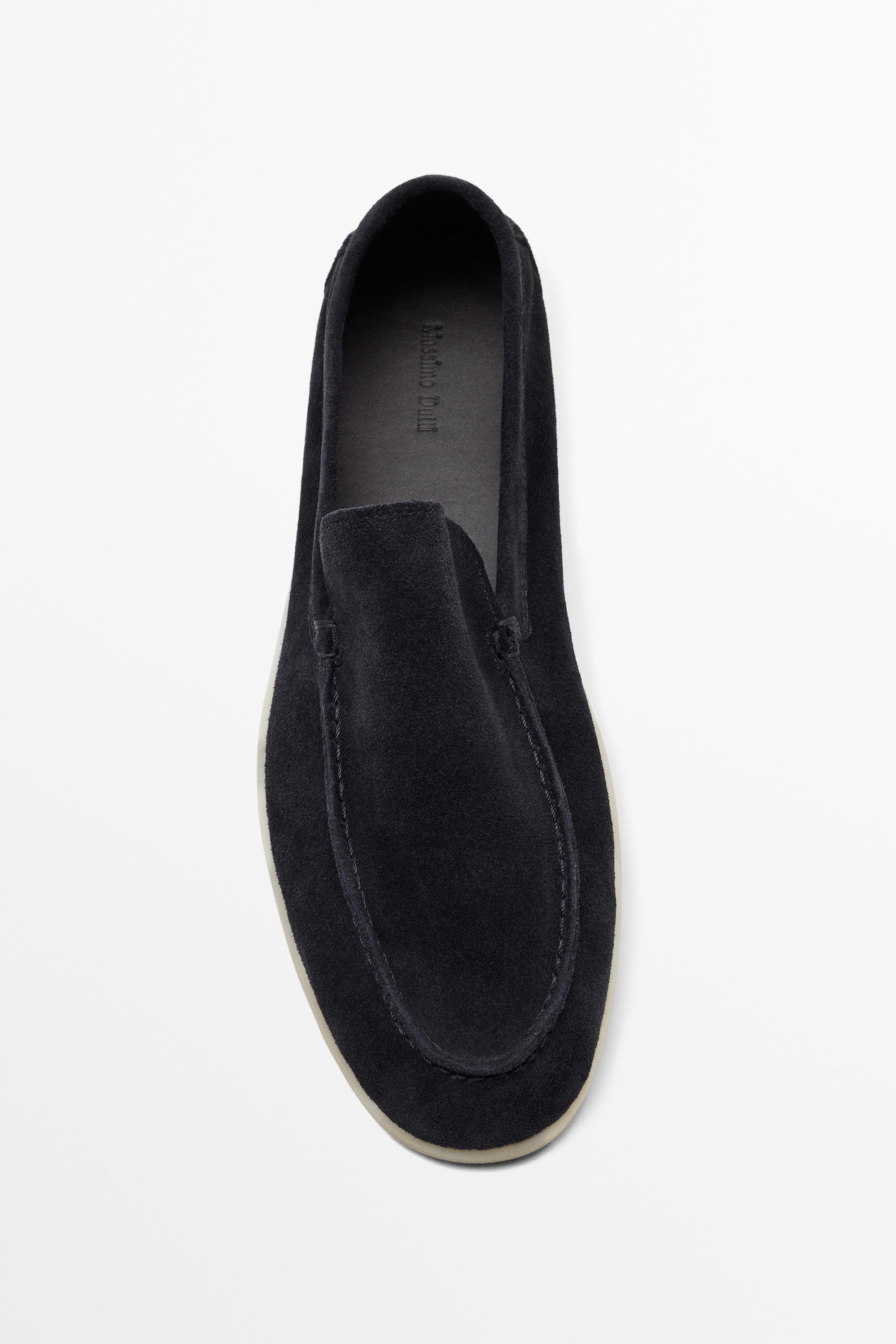 Soft split leather loafers — BLUE