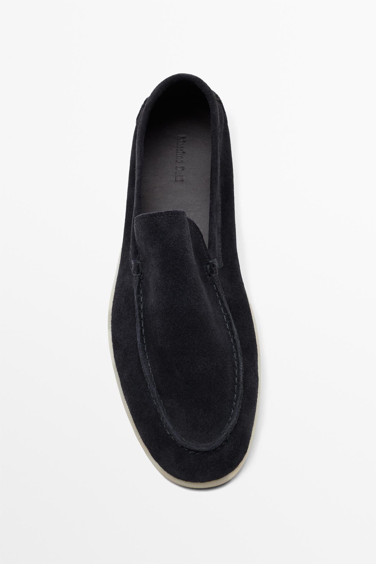 Soft split leather loafers — BLUE