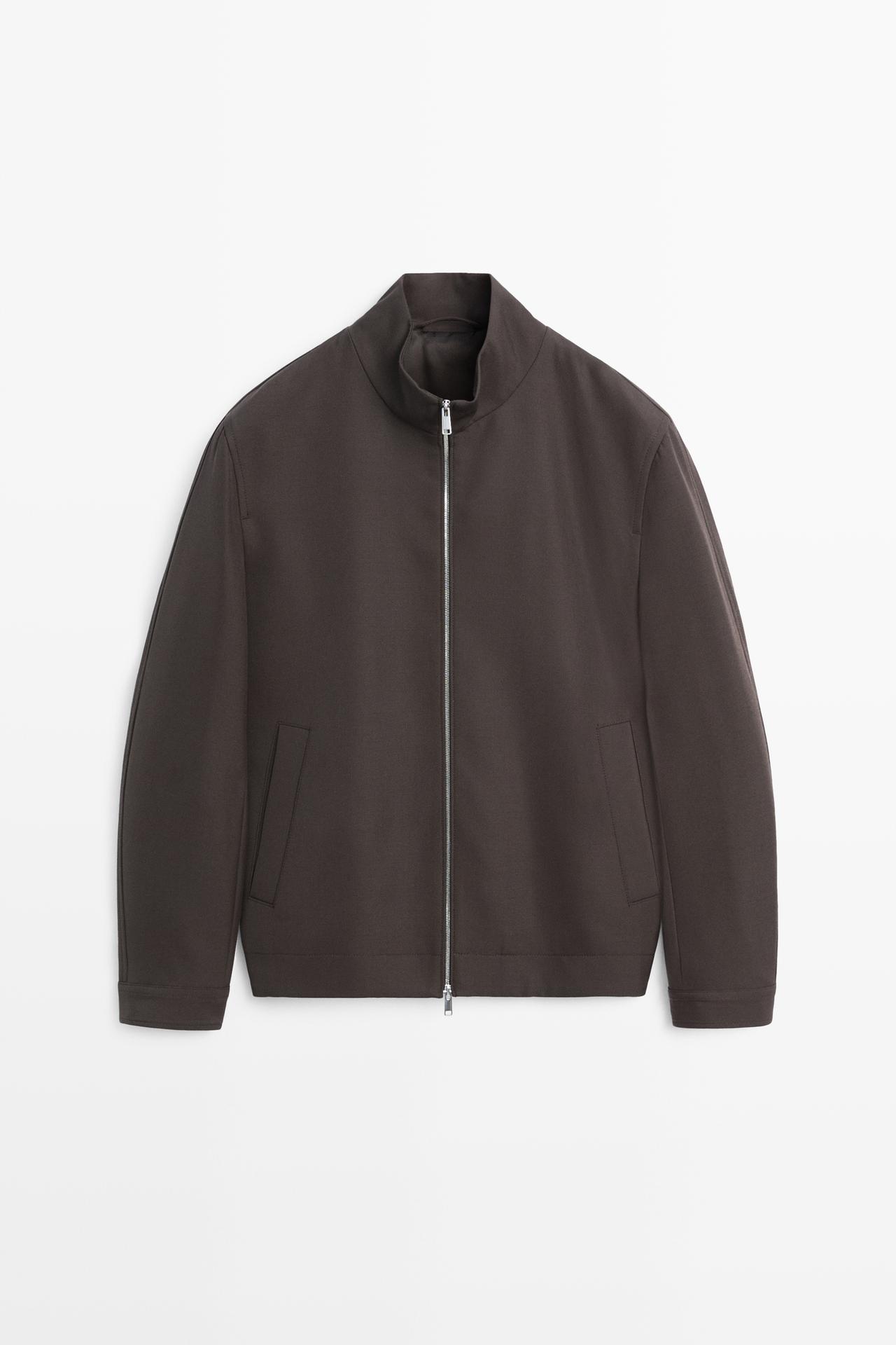 100% cool wool total look jacket — BROWN