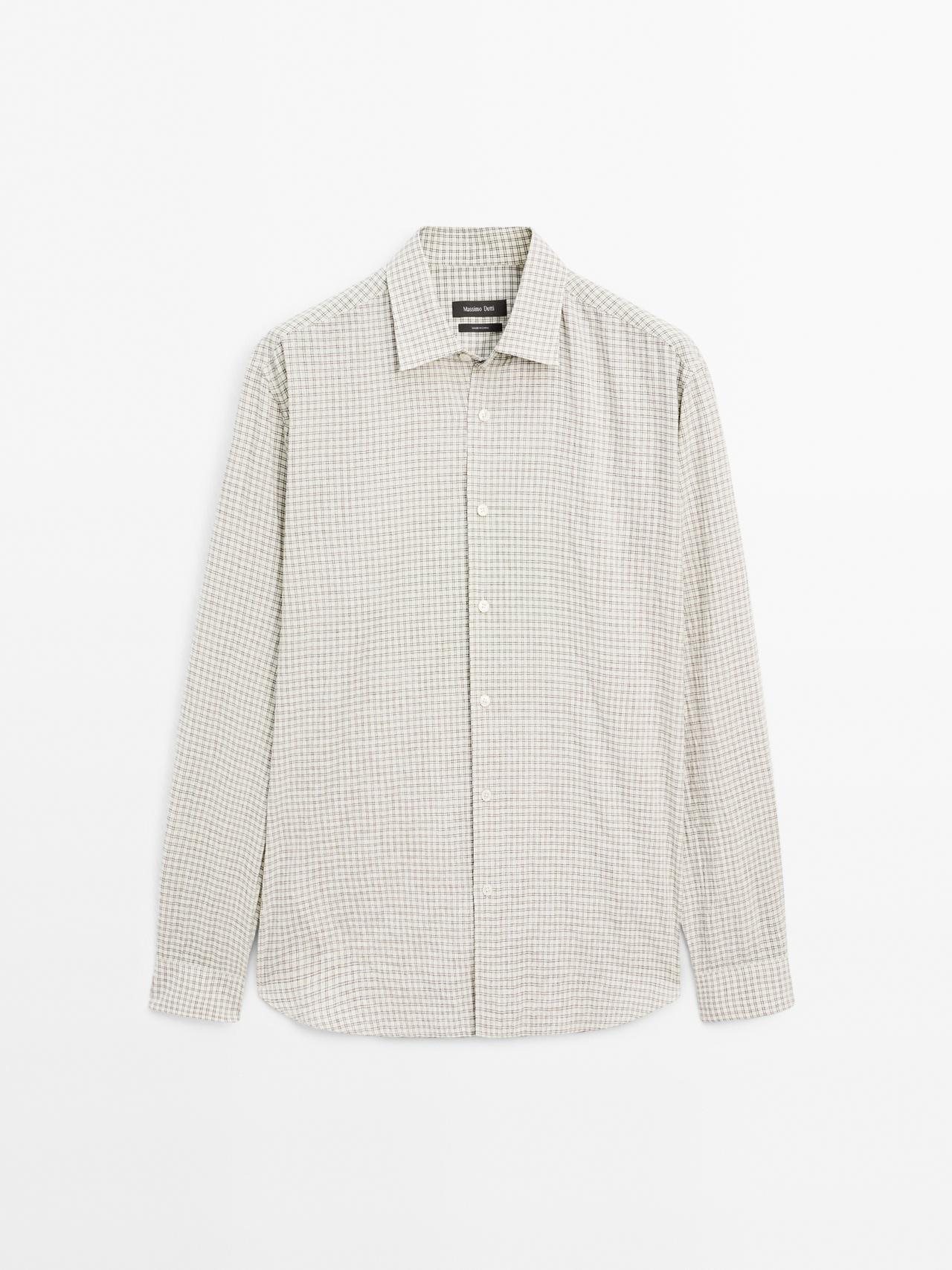 Massimo Dutti - Herre - Ternet, Regular Fit Skjorte - Råhvid - Xl