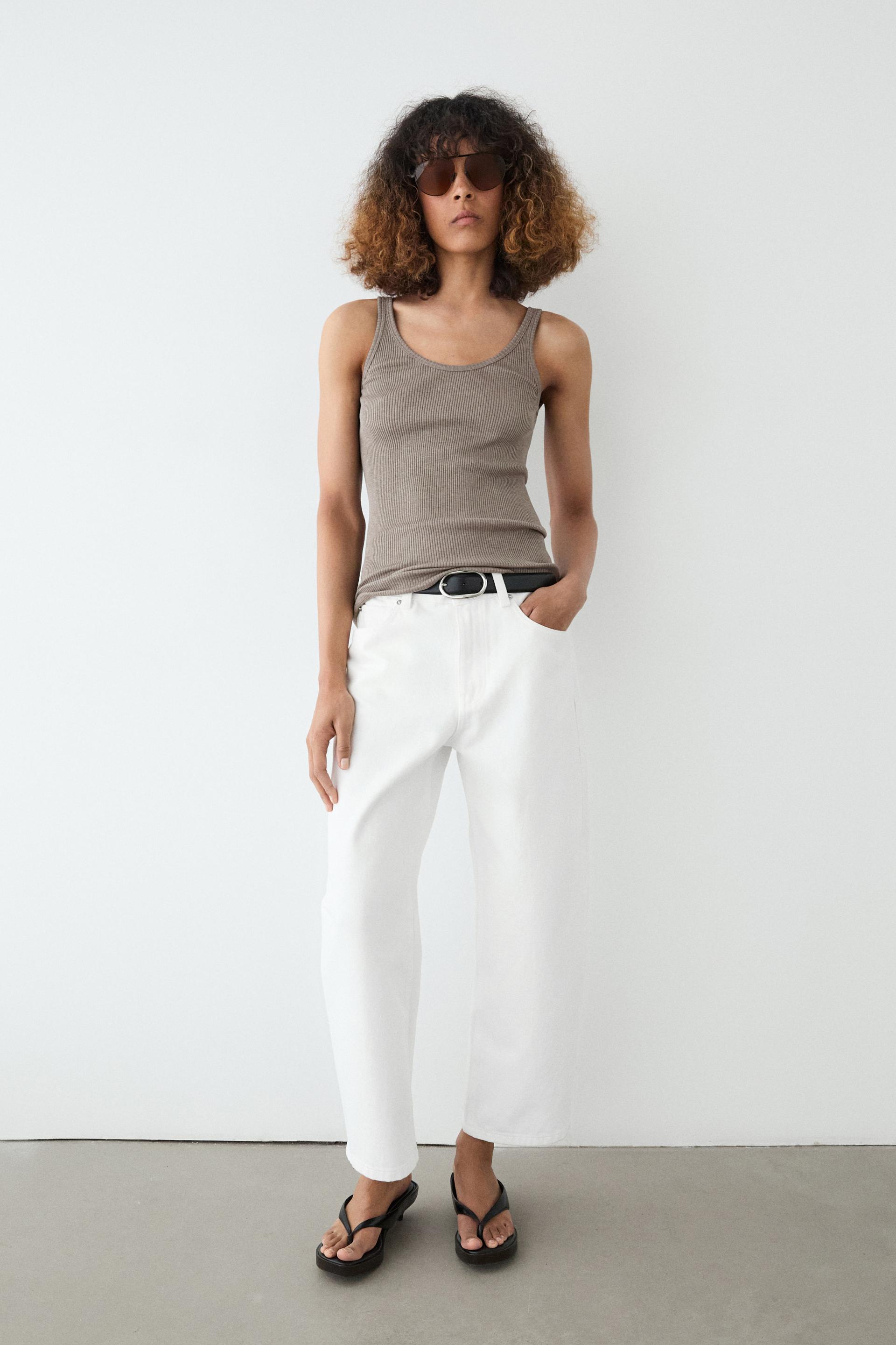 Top À Bretelles Côtelé En Soie Mélangée - Vison - Xs - Massimo Dutti - Femme