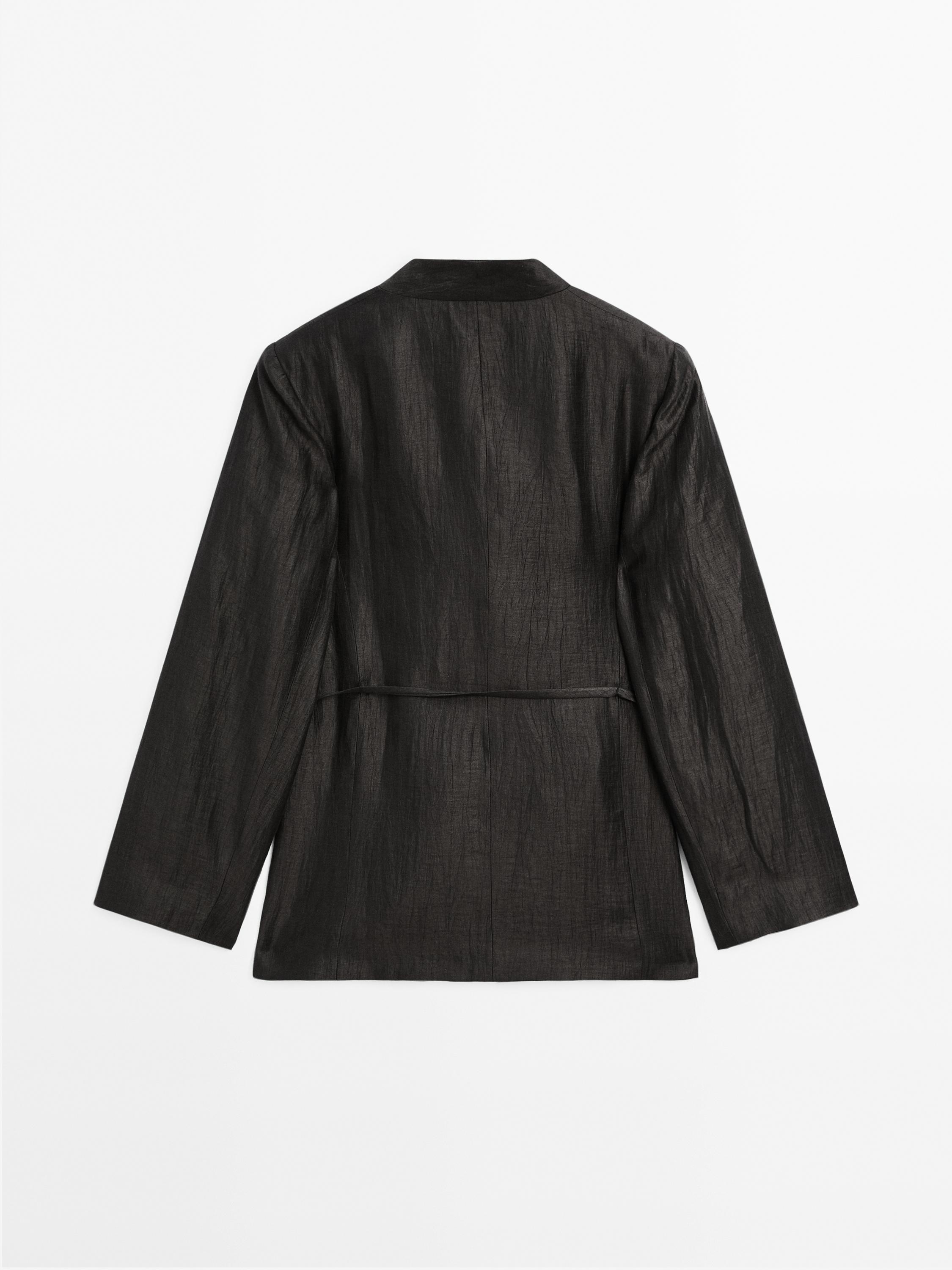 Kimono ze lněné směsi s detailem vázačky