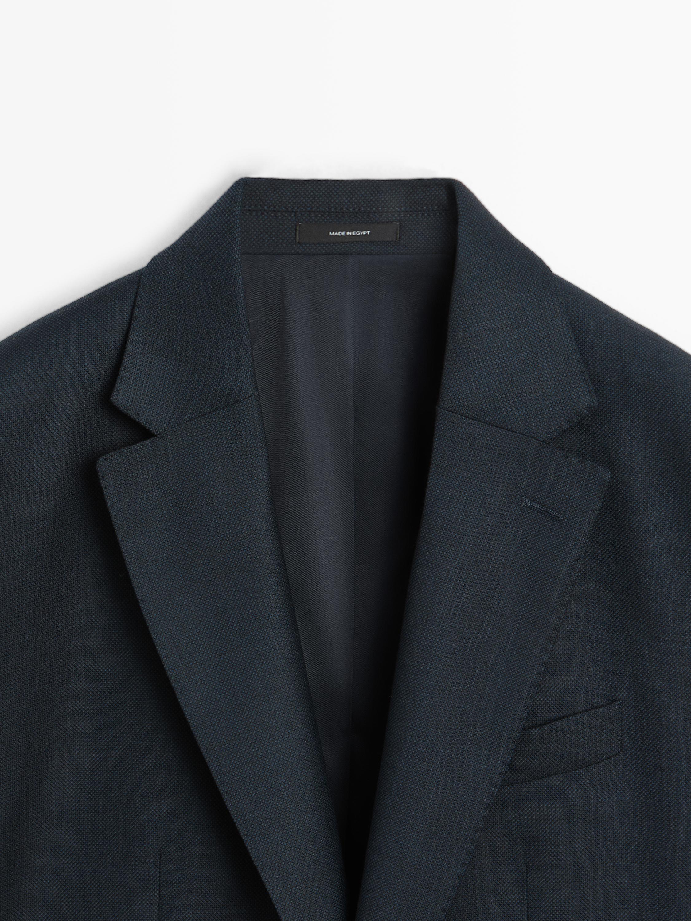 100% cool wool micro-textured suit blazer — NAVY BLUE