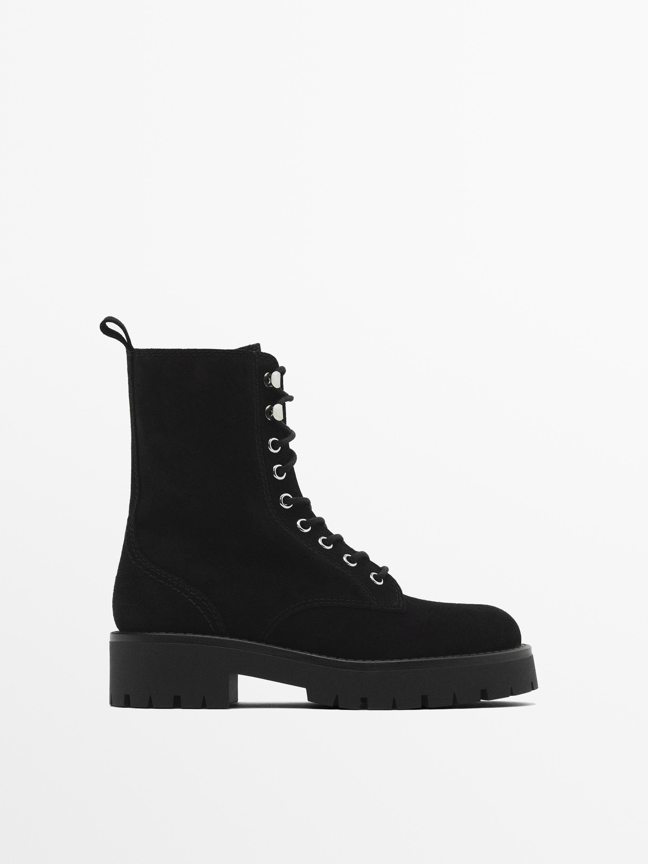 Lace up ankle boots with track soles Black Boots And Ankle Boots Massimo Dutti