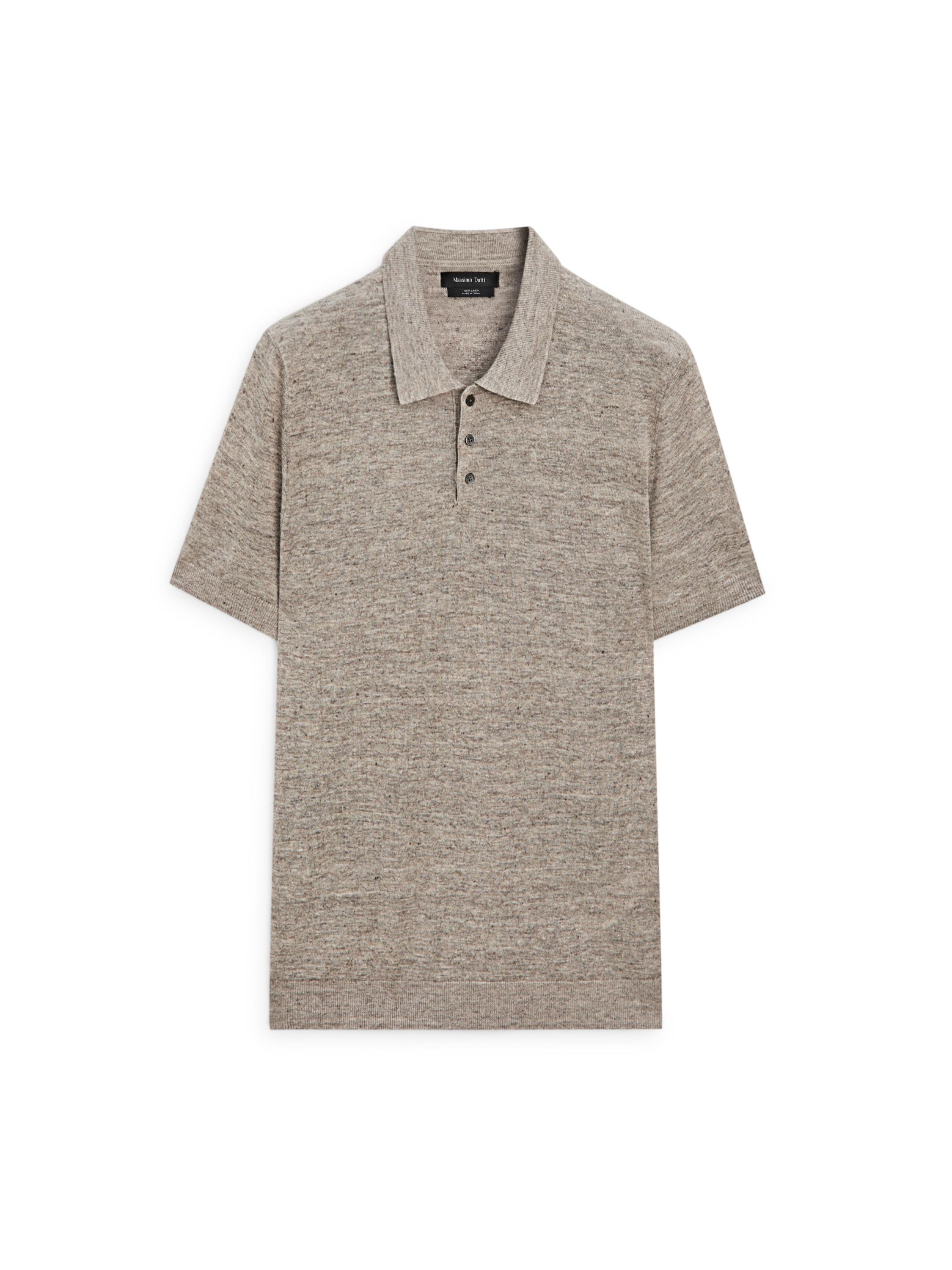 100% linen melange polo shirt — Beige