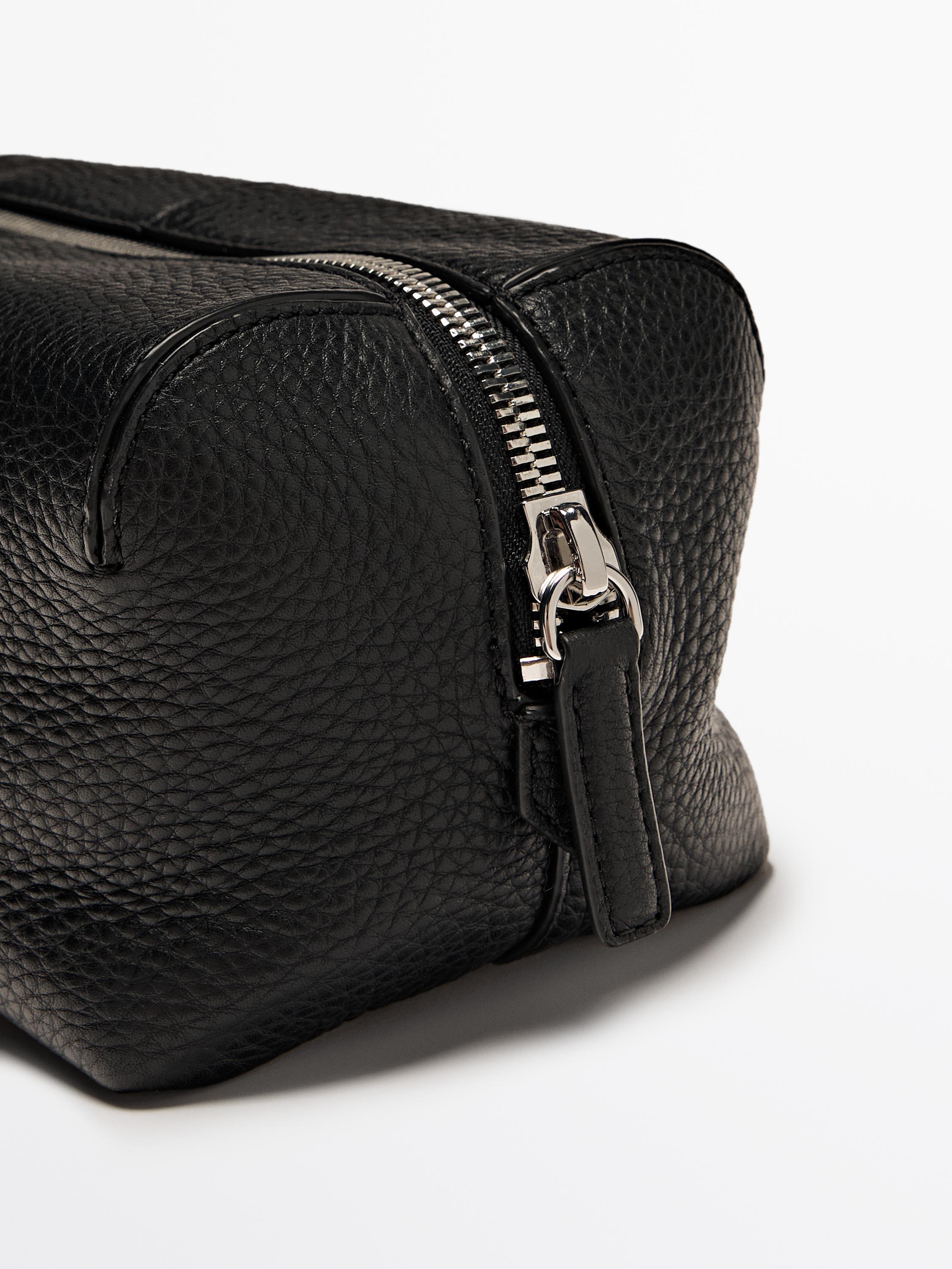 Nappa leather toiletry bag with zip
