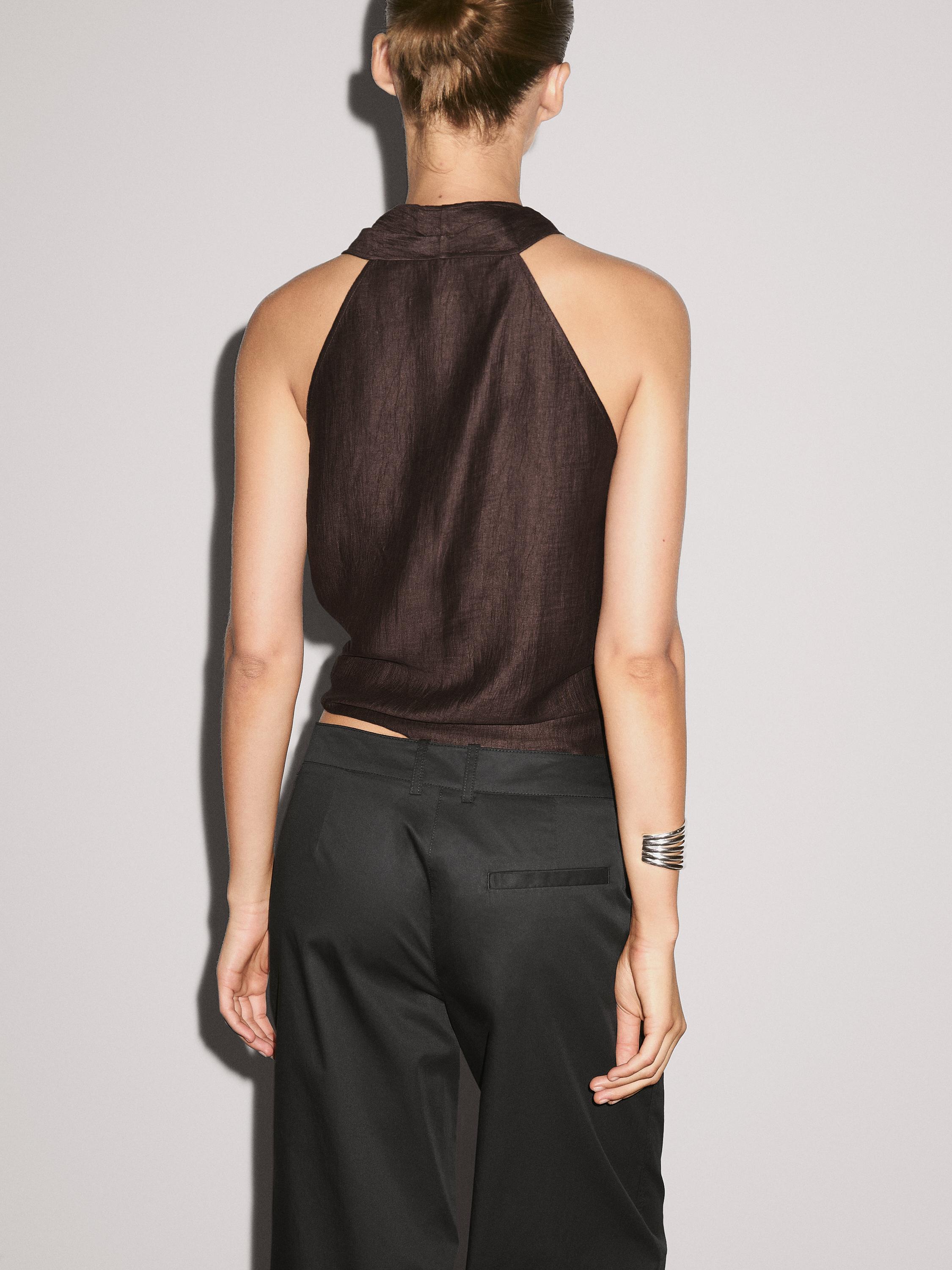 100% cotton mid-rise straight-leg trousers