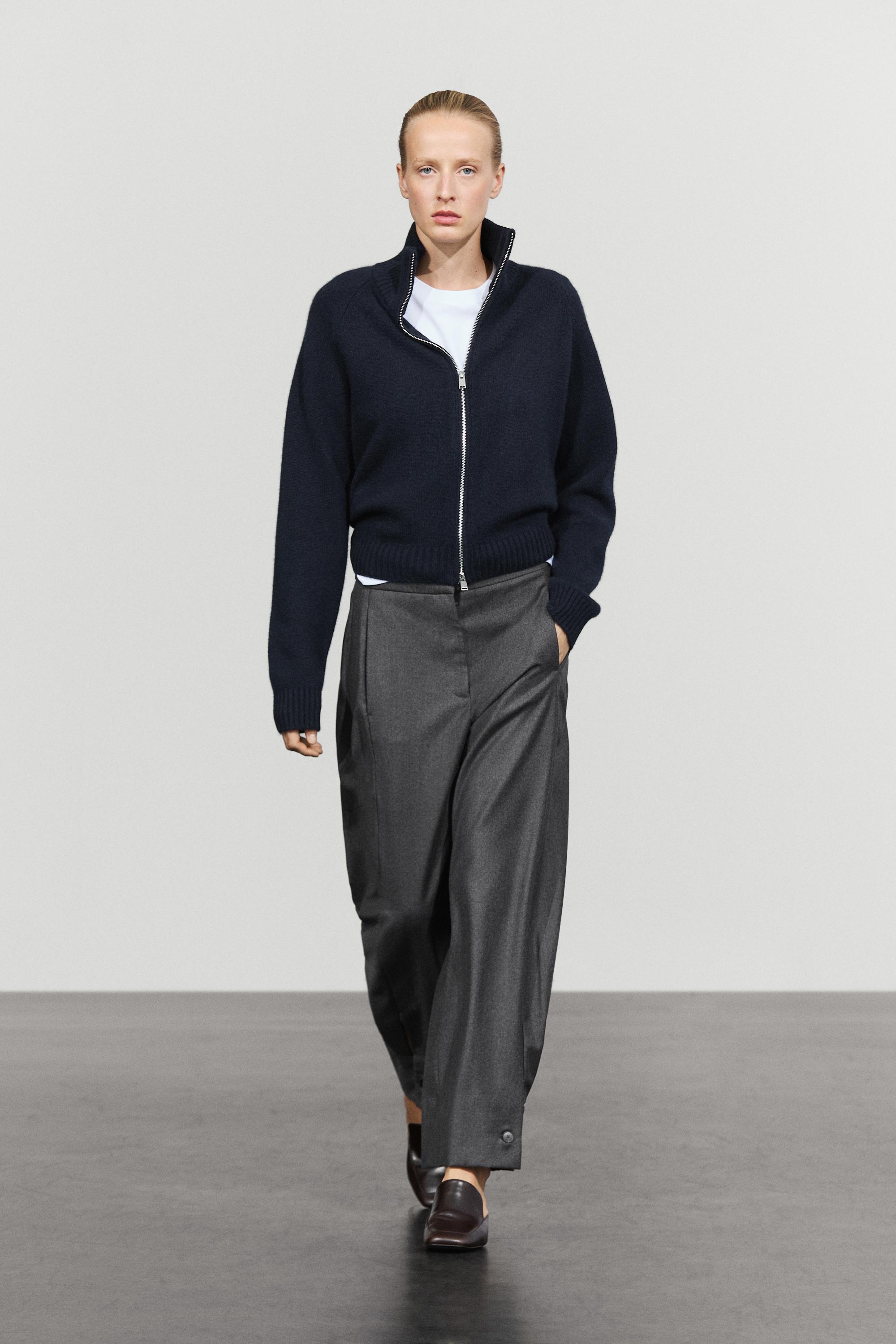 100% cashmere zip knit cardigan