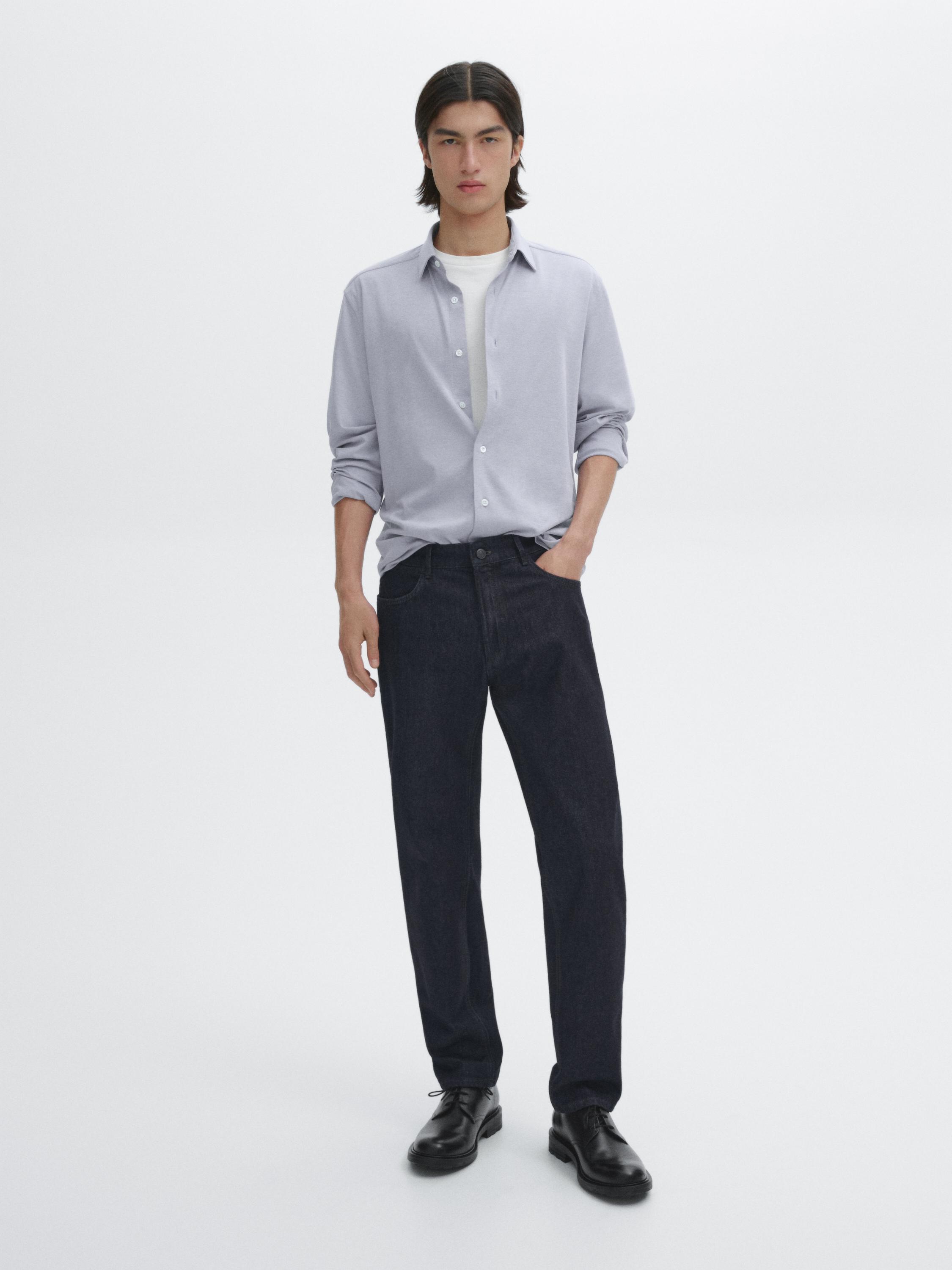 Melert skjorte i bomullsblanding – slim-fit