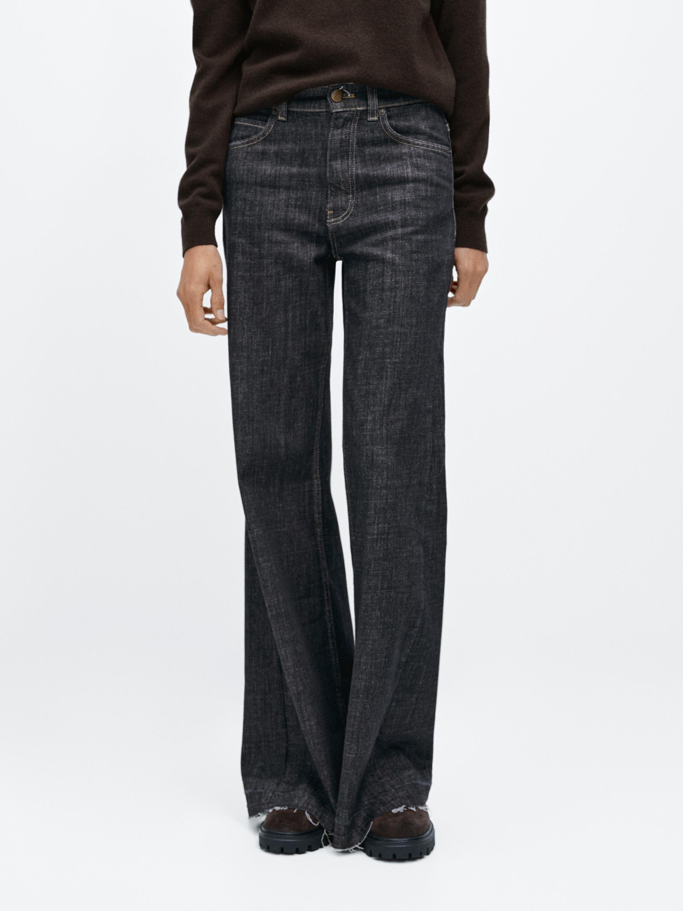 Flared high-waist jeans — DARK BLUE