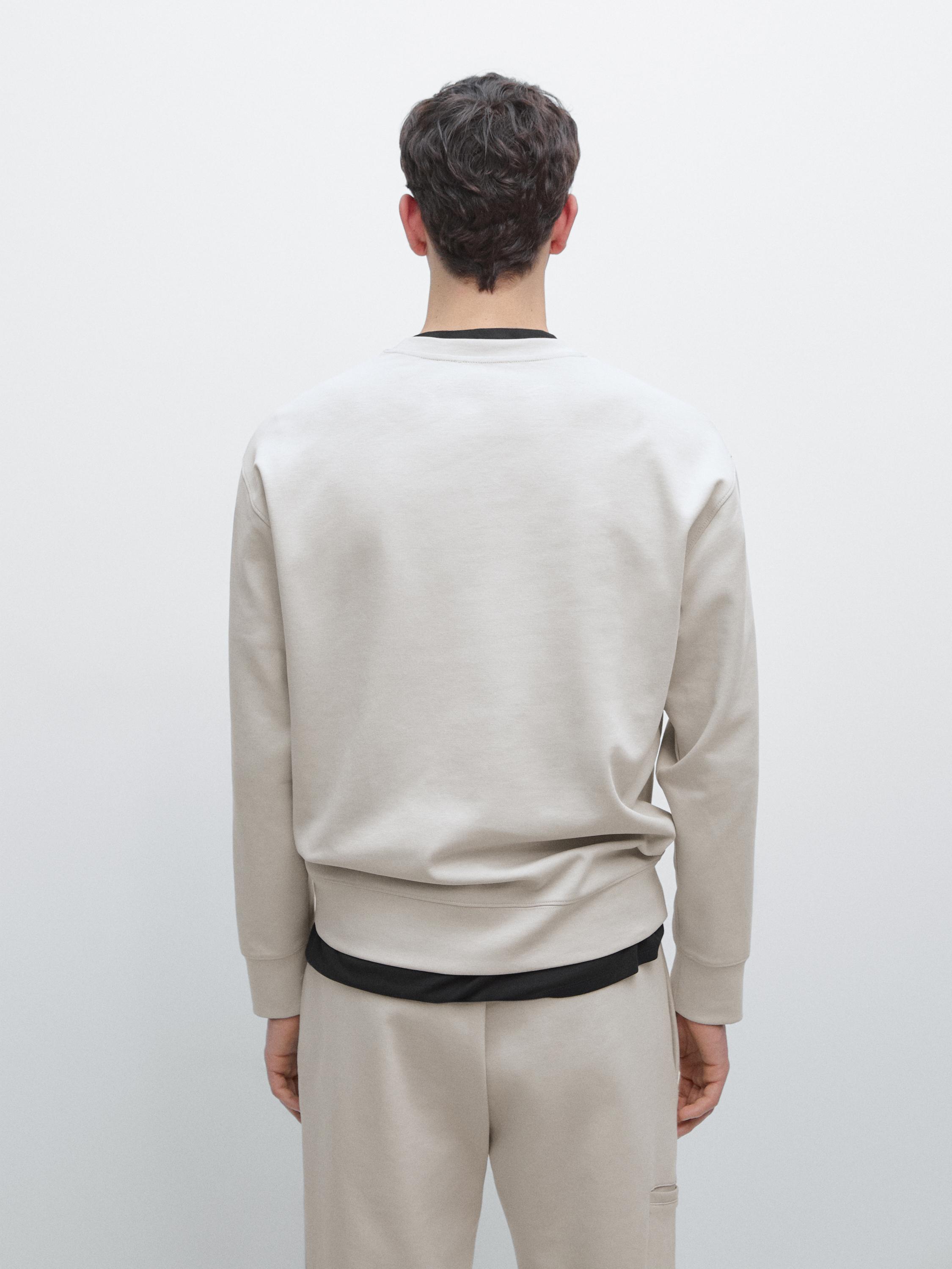 Cotton blend sweatshirt — PEARL GREY