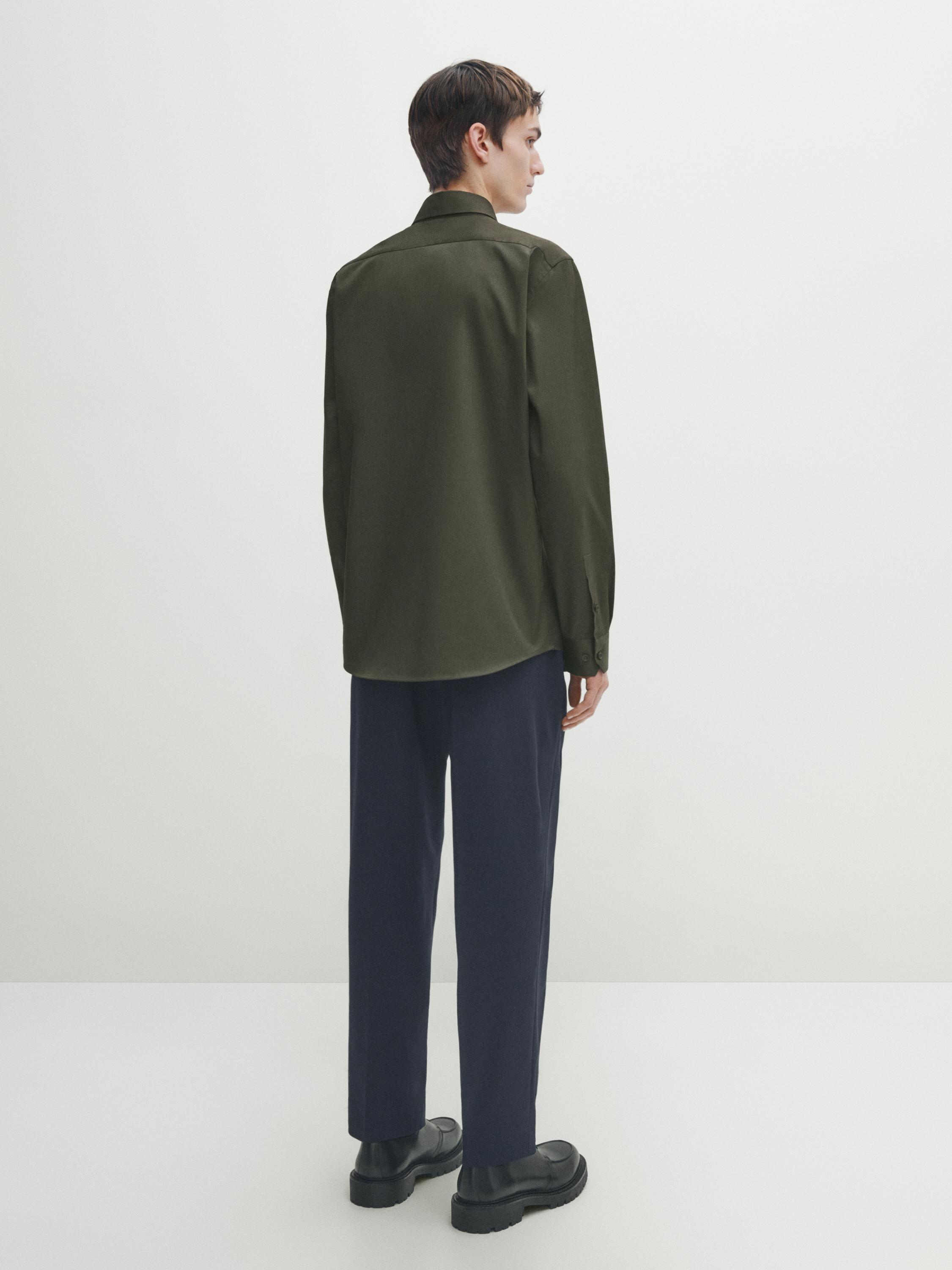 Slim fit cotton blend shirt