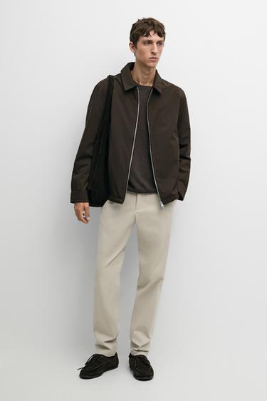 Cotton blend slim fit pants — BEIGE 1