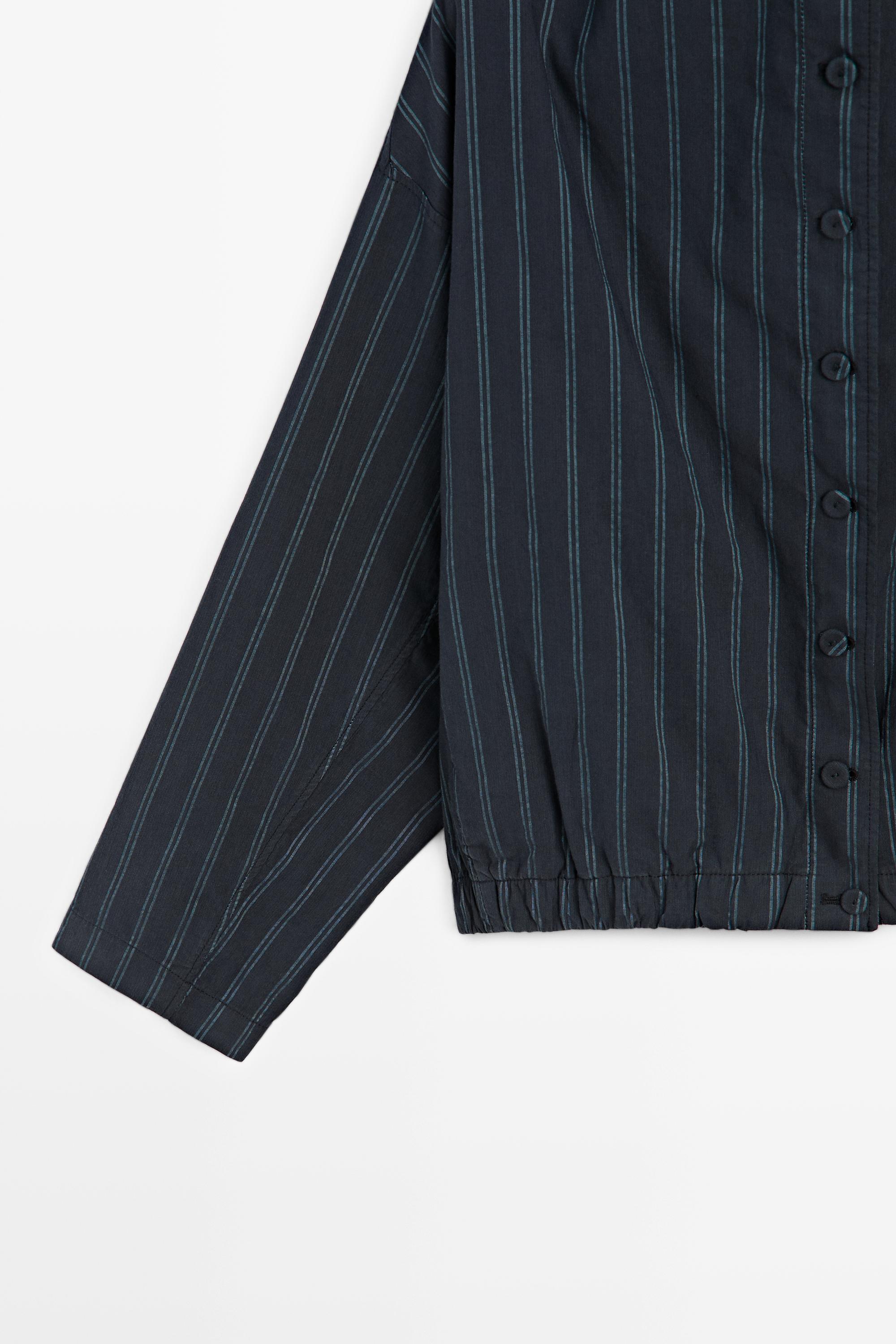 Striped high neck bomber jacket — DARK BLUE