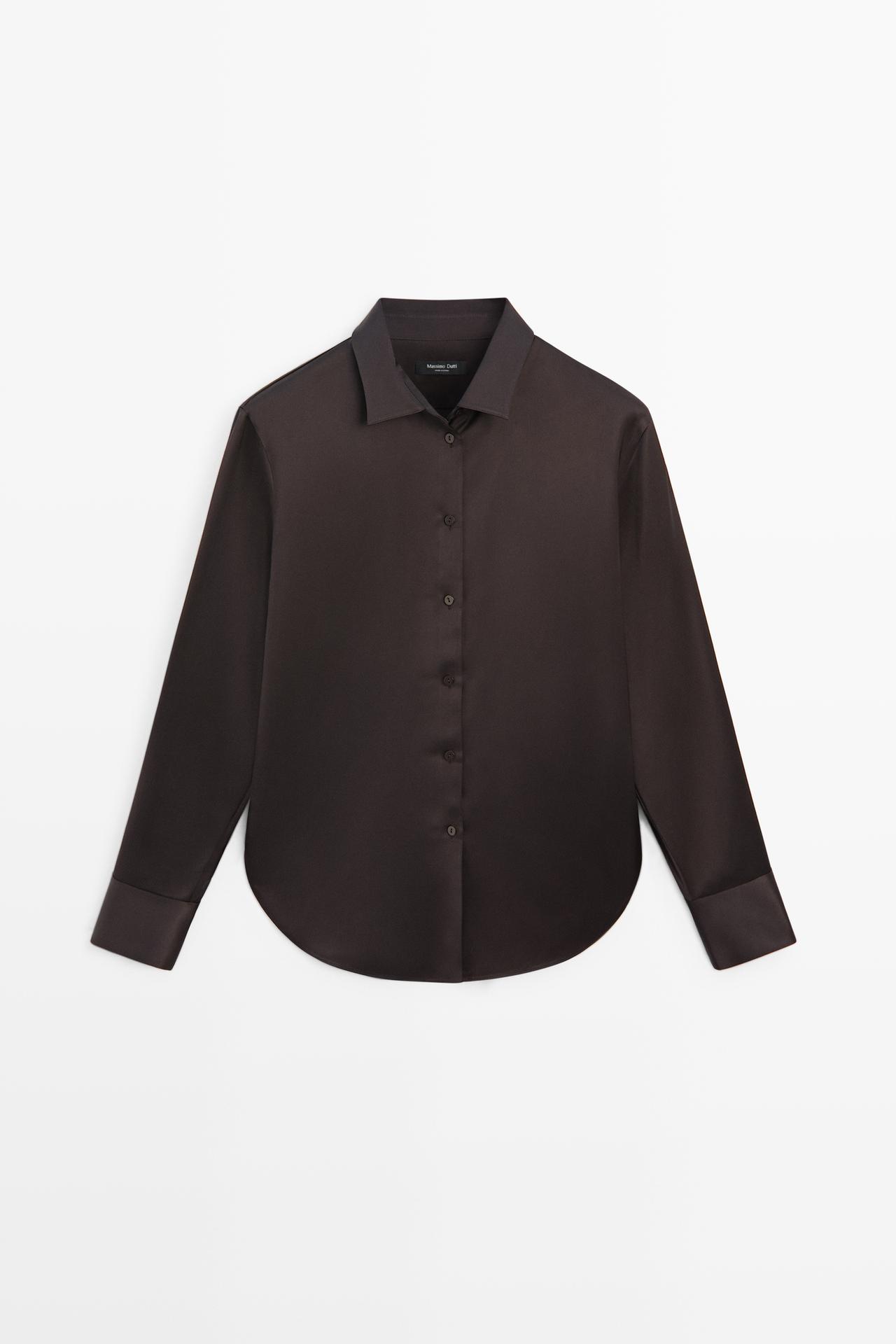 Flowing satin shirt — Chocolate