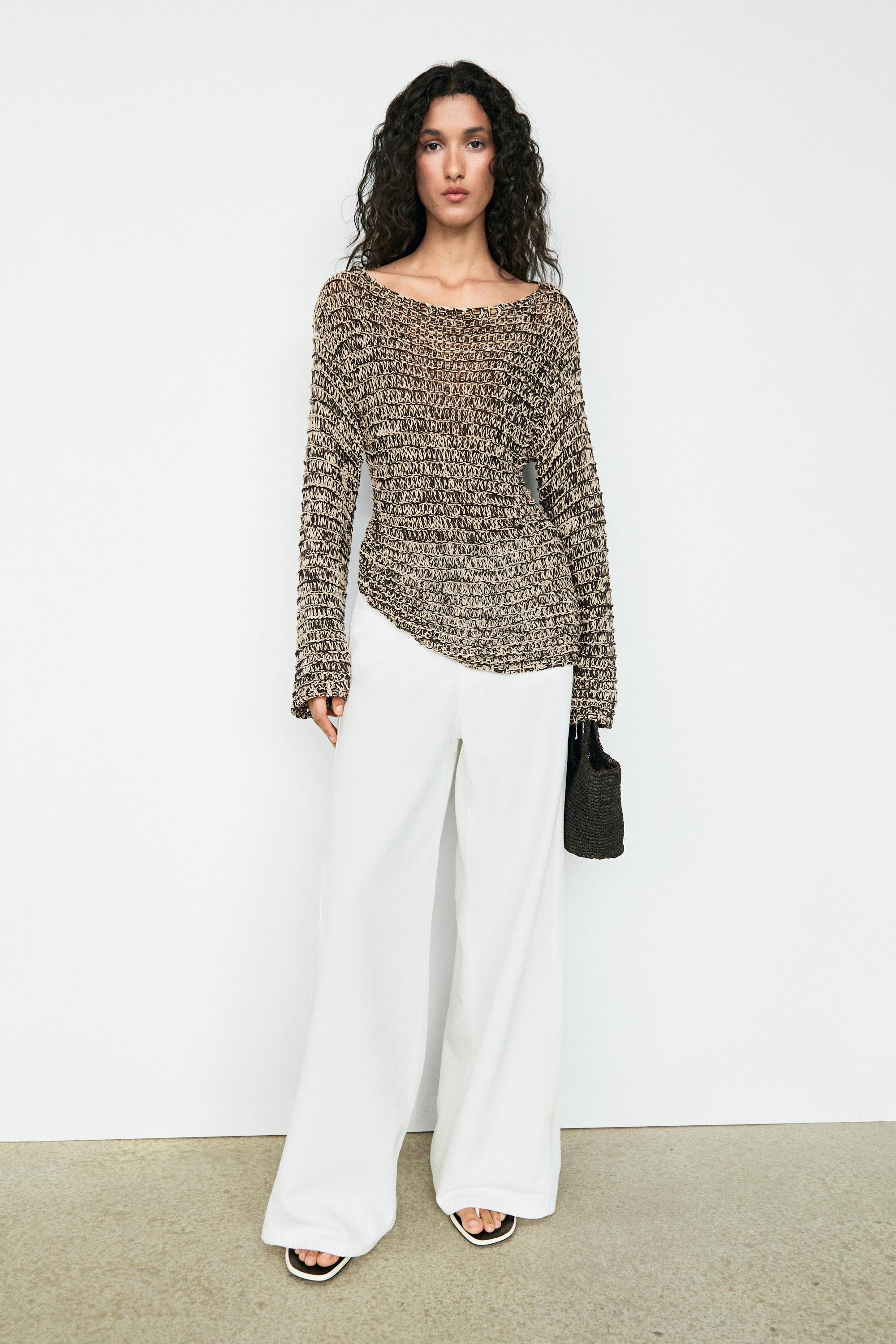 Marled knit sweater — SAND