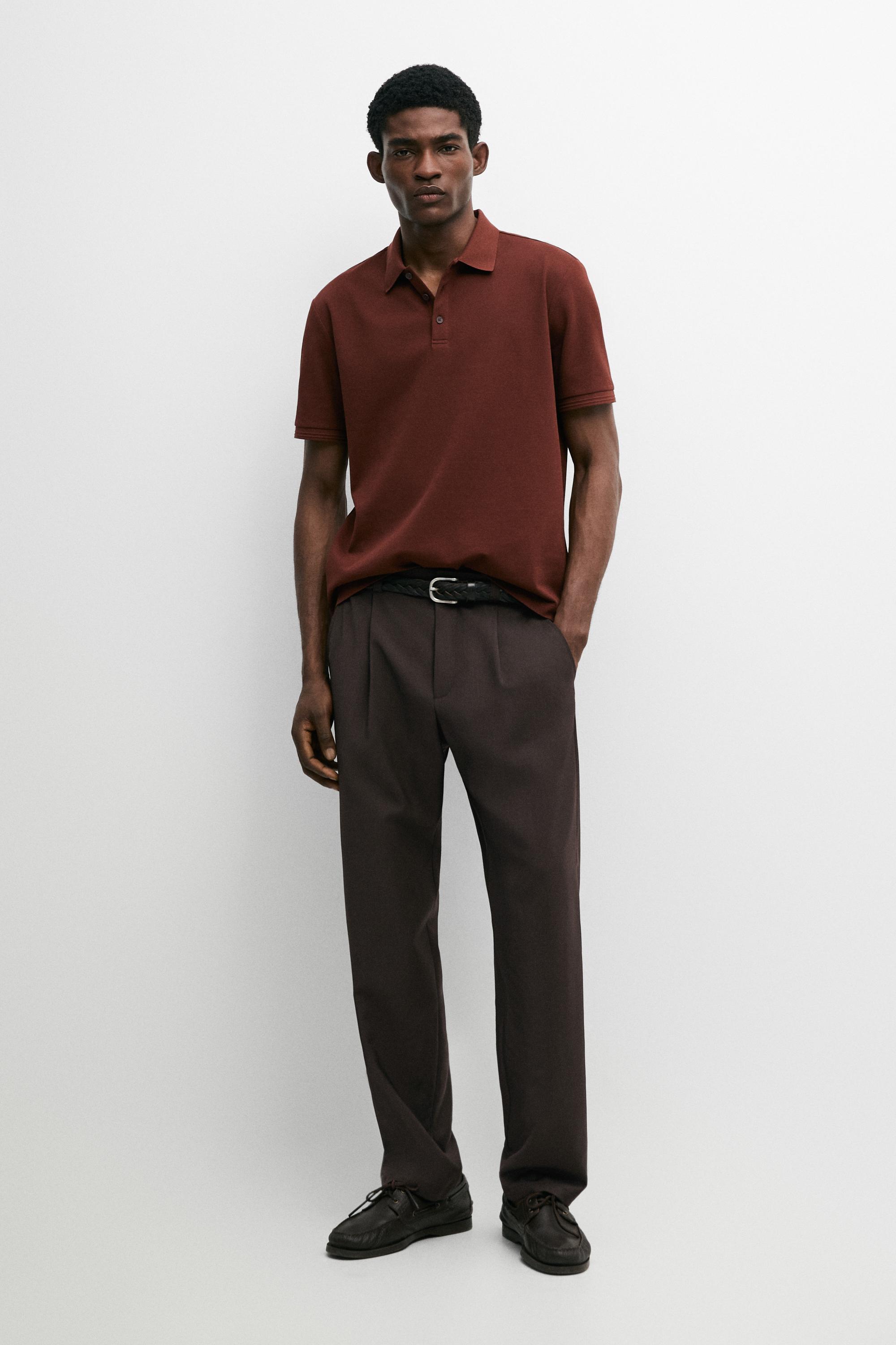 100% cotton short sleeve polo shirt — TERRA-COTTA