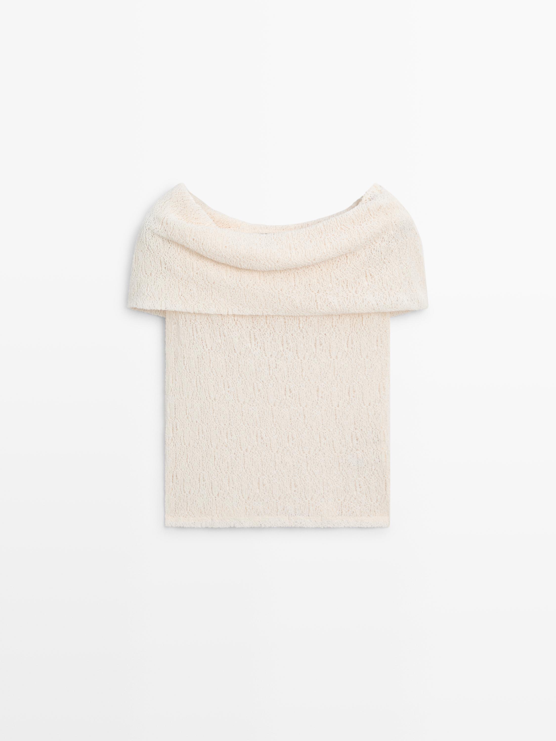 Textured off-the-shoulder top