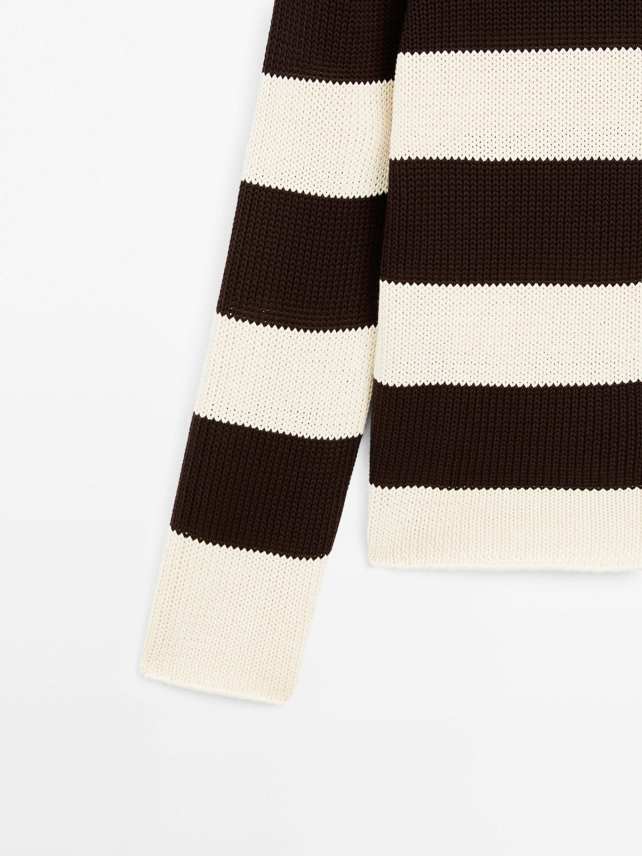 100% cotton striped knit sweater