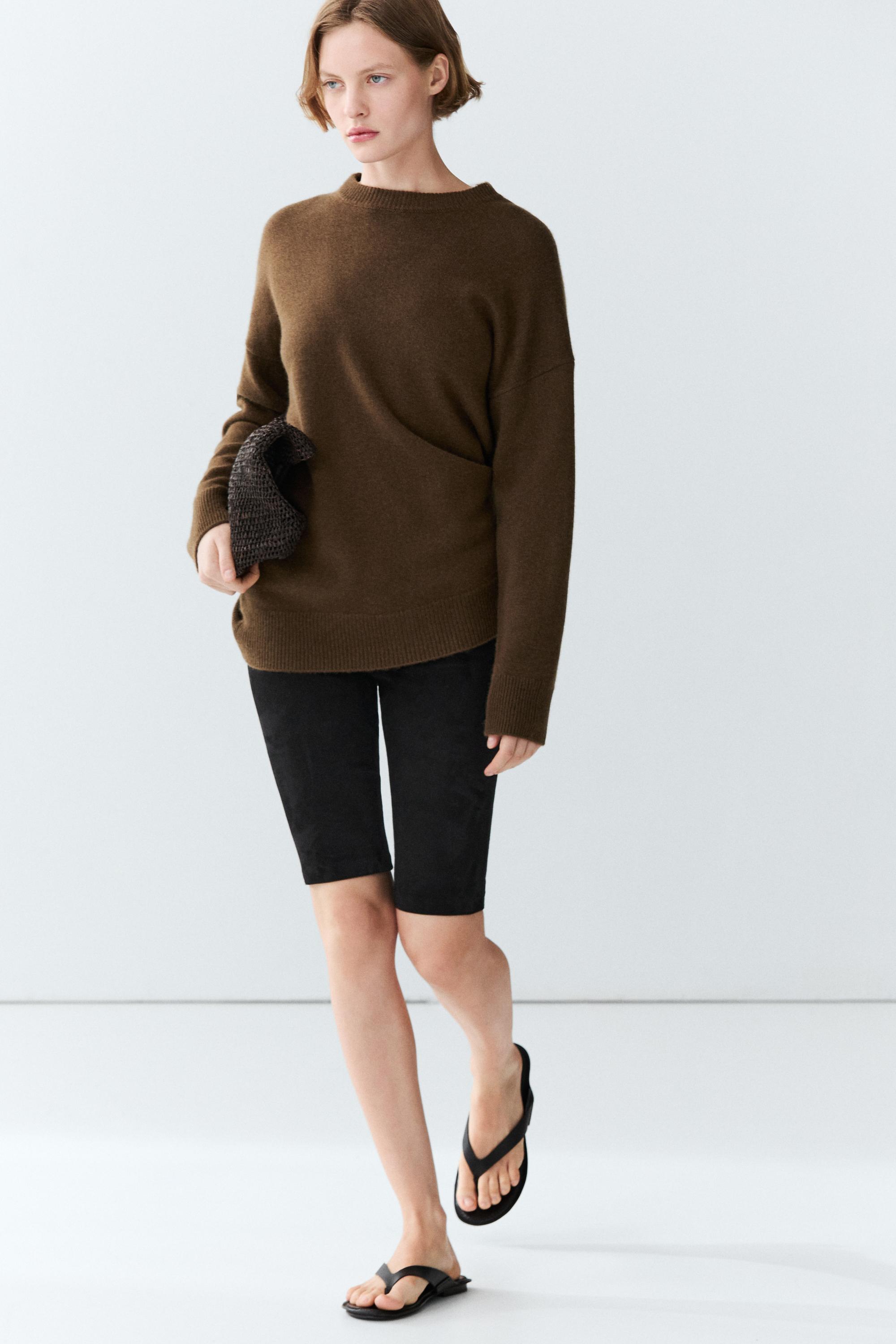 100% cashmere oversize knit sweater — TOFFEE