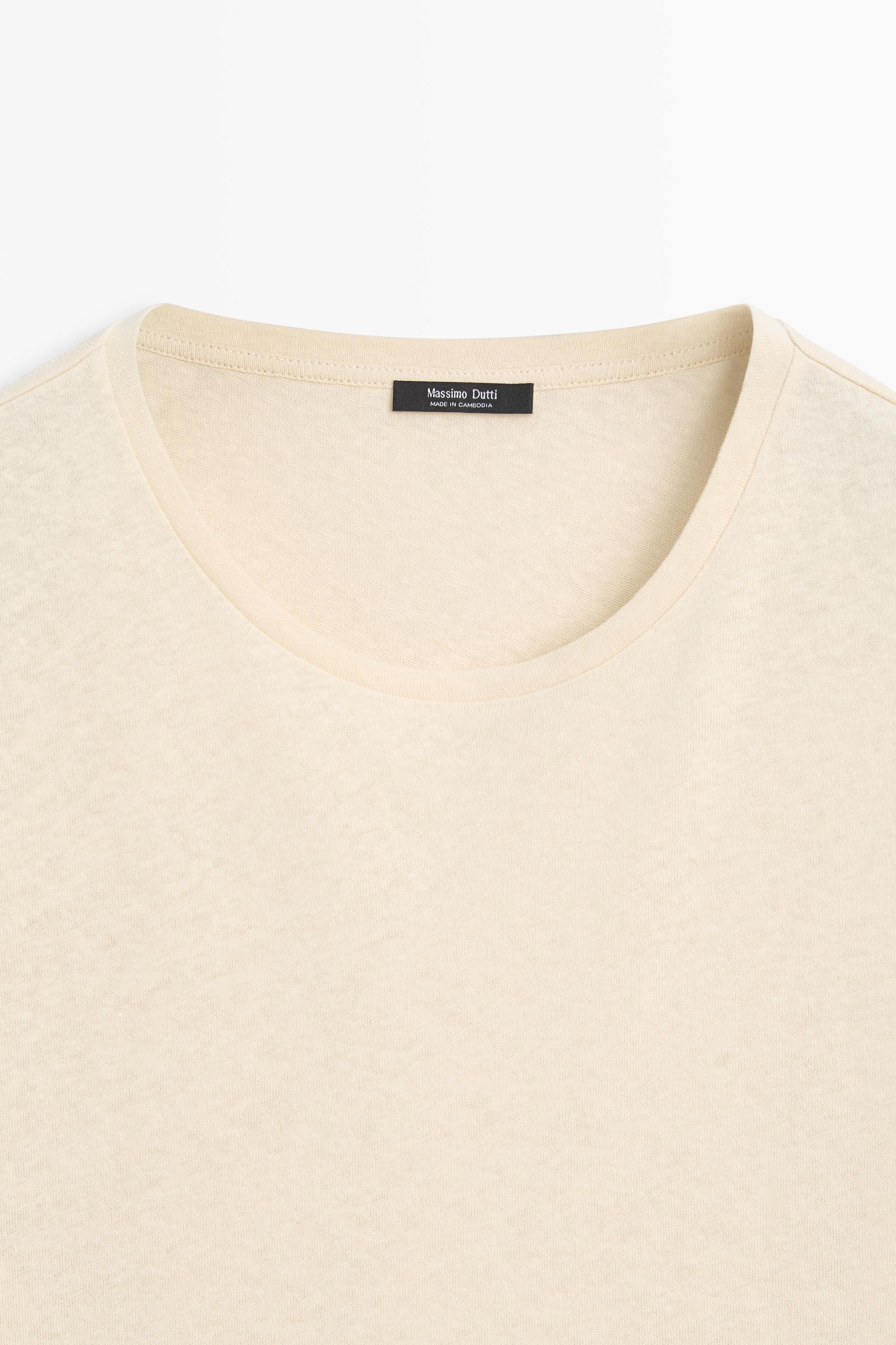 Short sleeve linen and cotton T-shirt — YELLOW