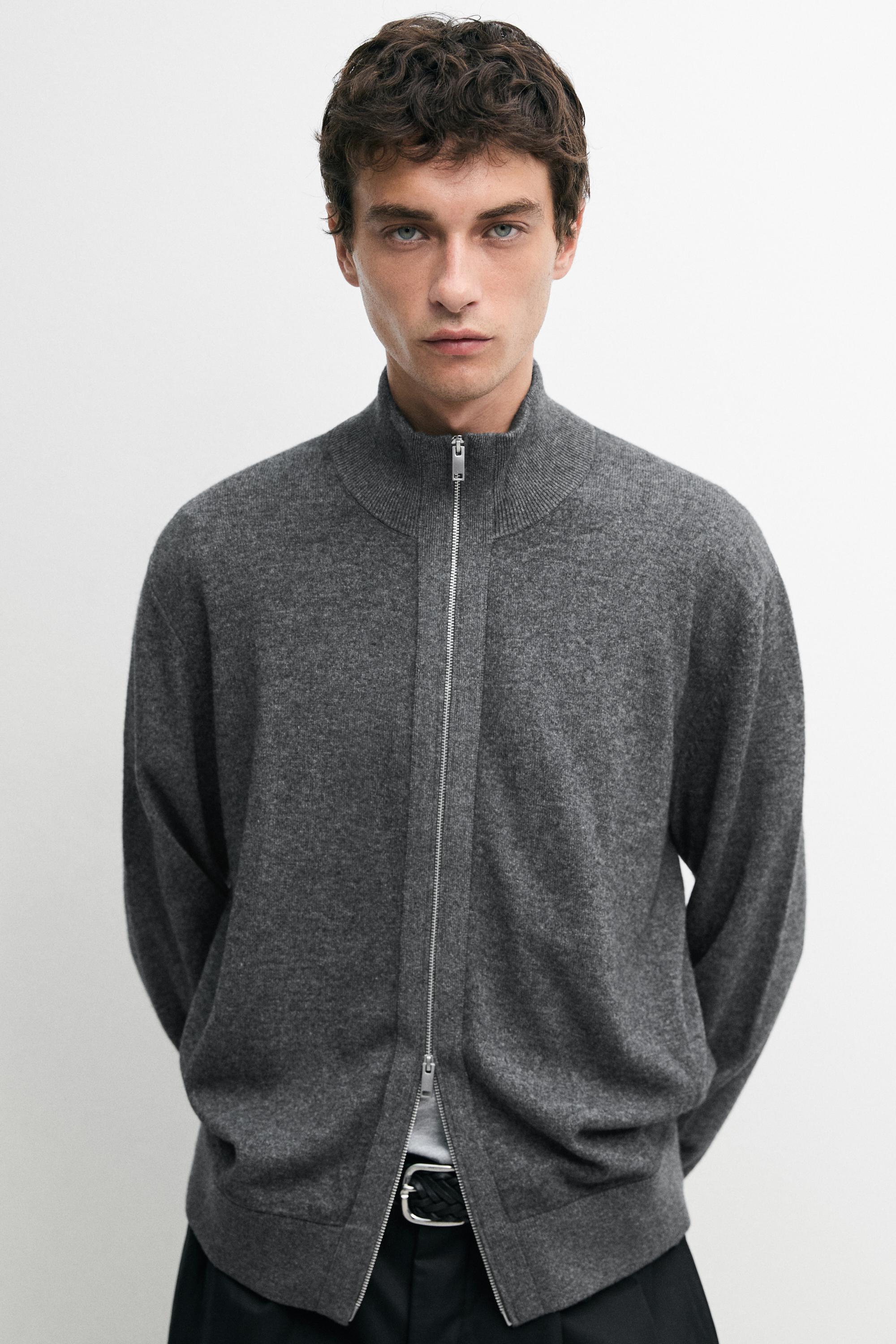 Wool blend cardigan with zip detail