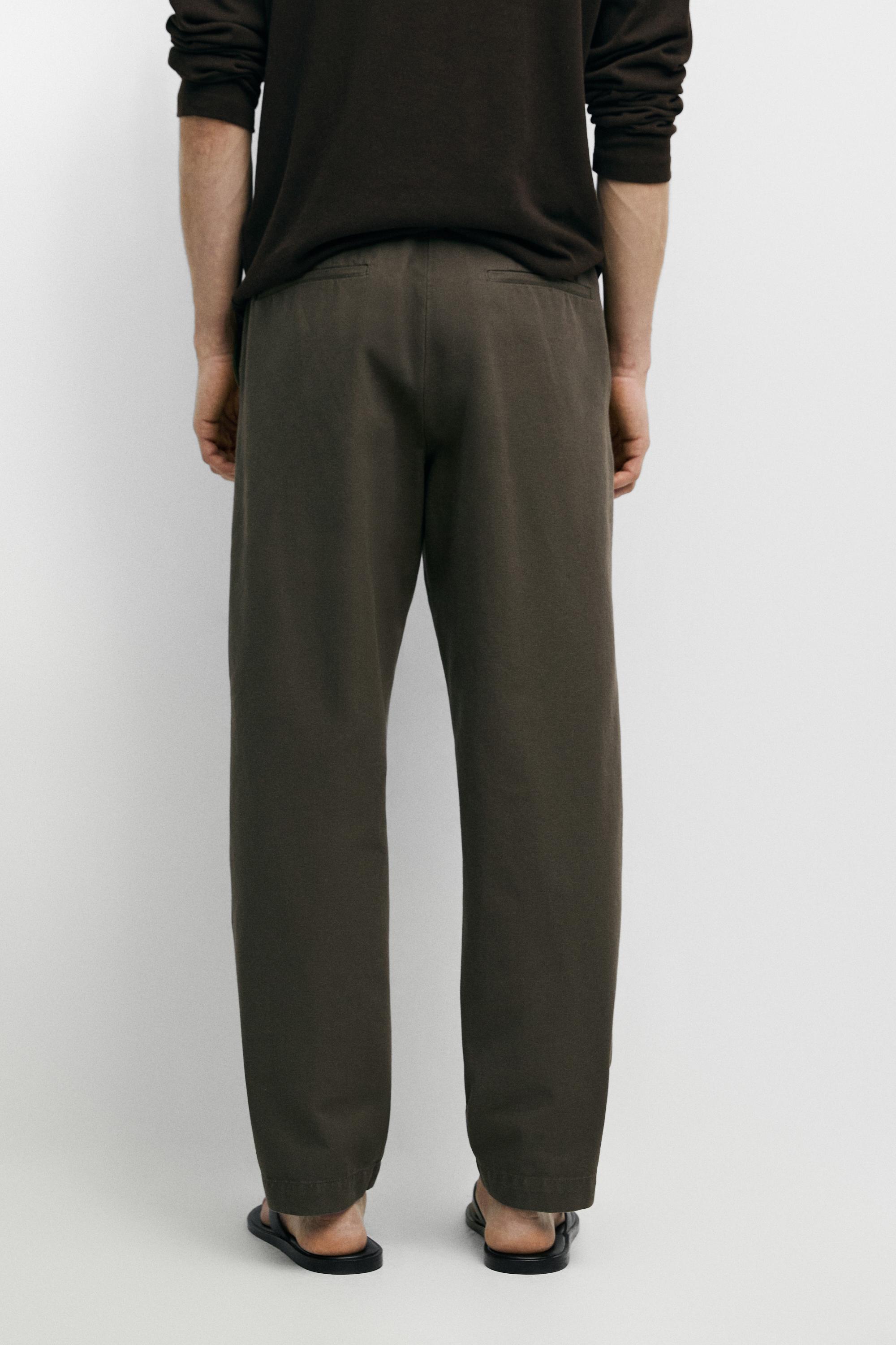 Tapered fit cotton pants — GREEN
