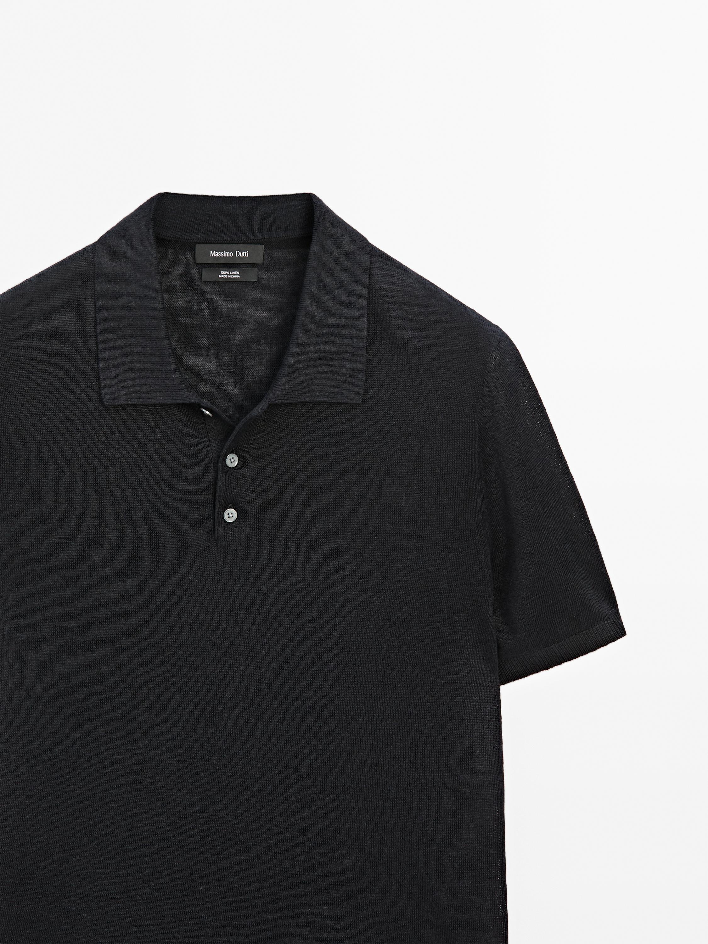 100% linen knit polo shirt