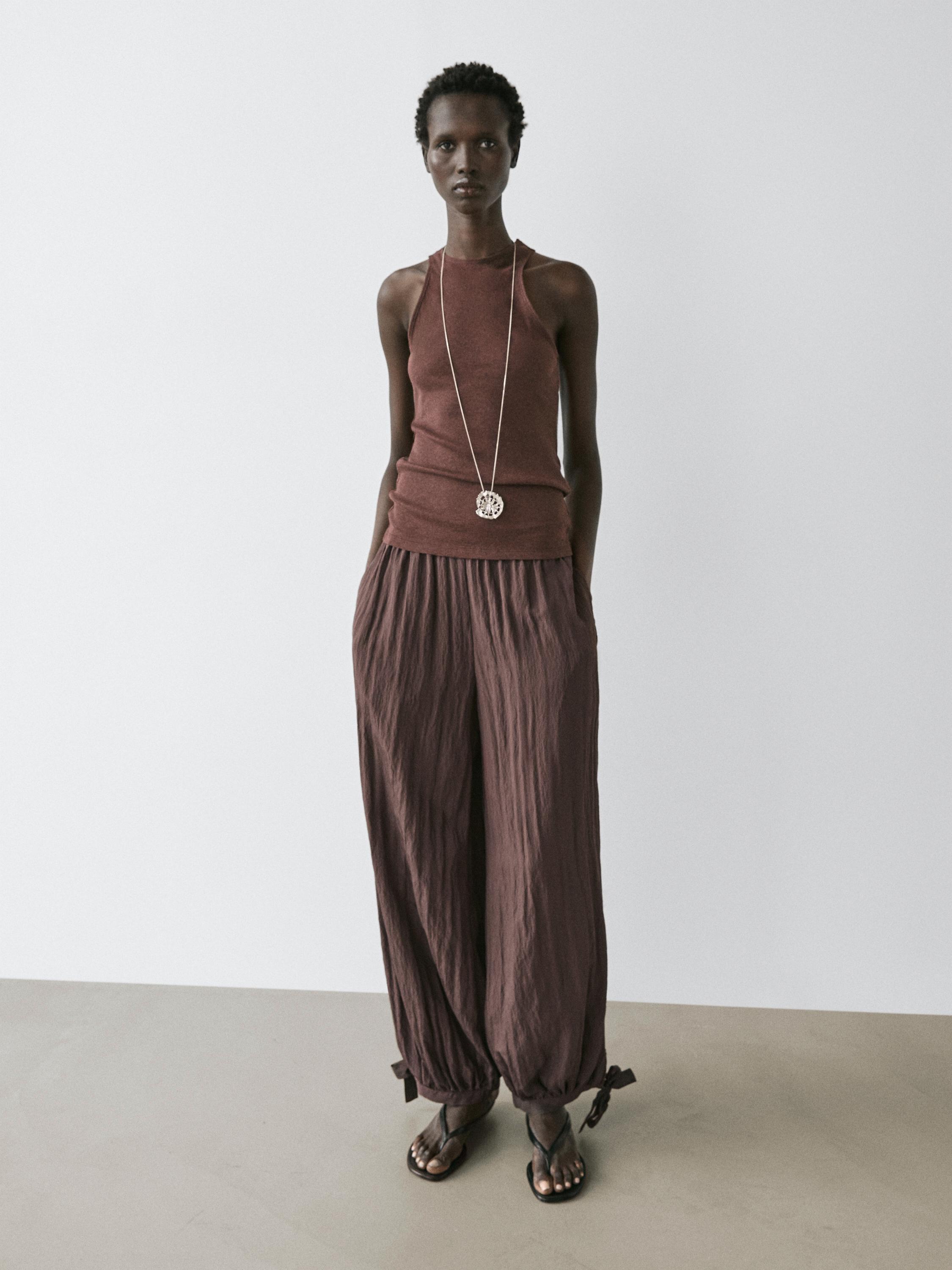flowing draped pants — MOLE BROWN