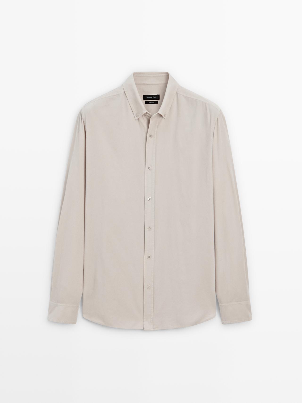 Massimo Dutti - Herre - Nålestribet, Regular Fit Skjorte - Sand - S